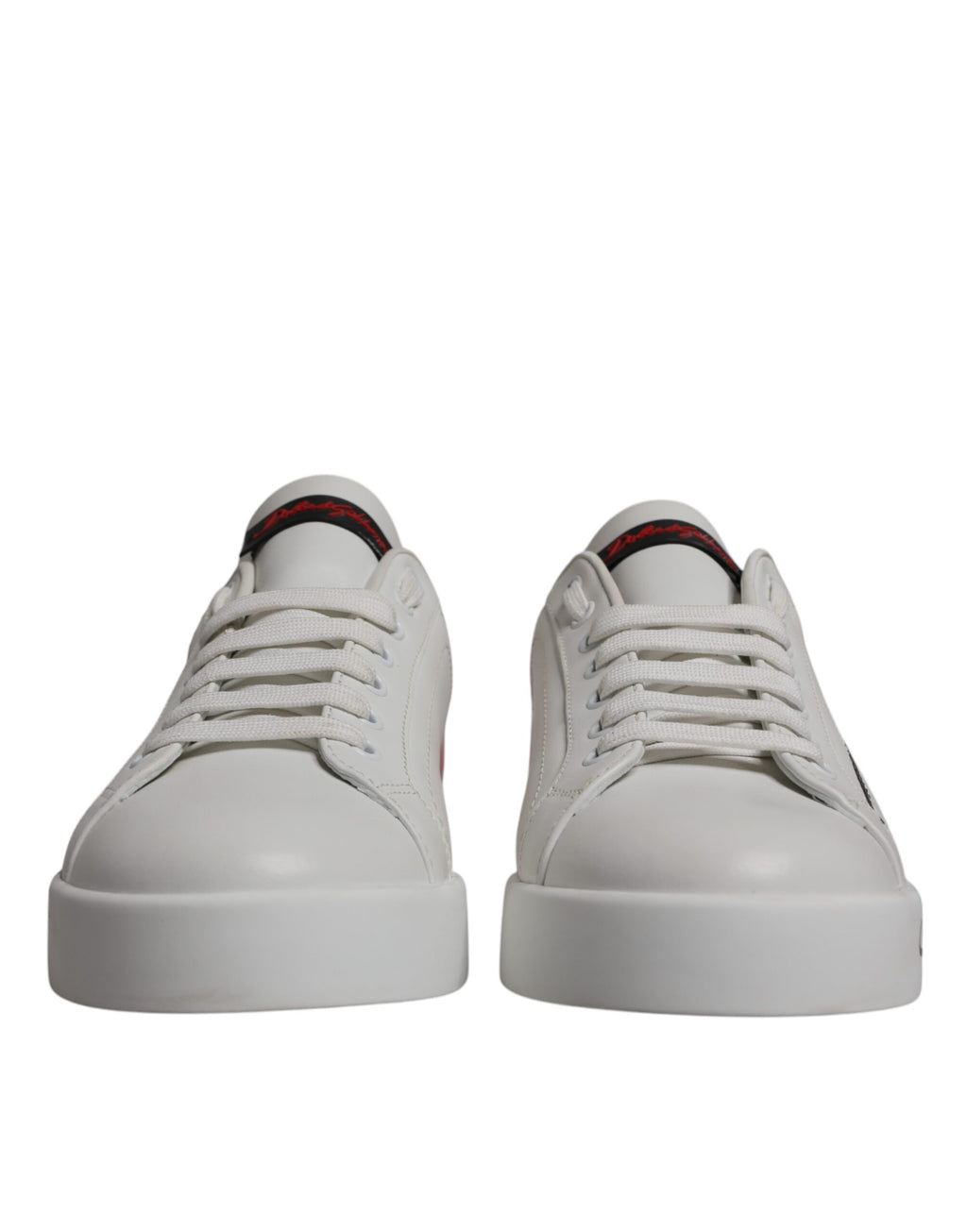 Dolce & Gabbana Weiß Rot Leder Logo Low Top Sneakers Schuhe