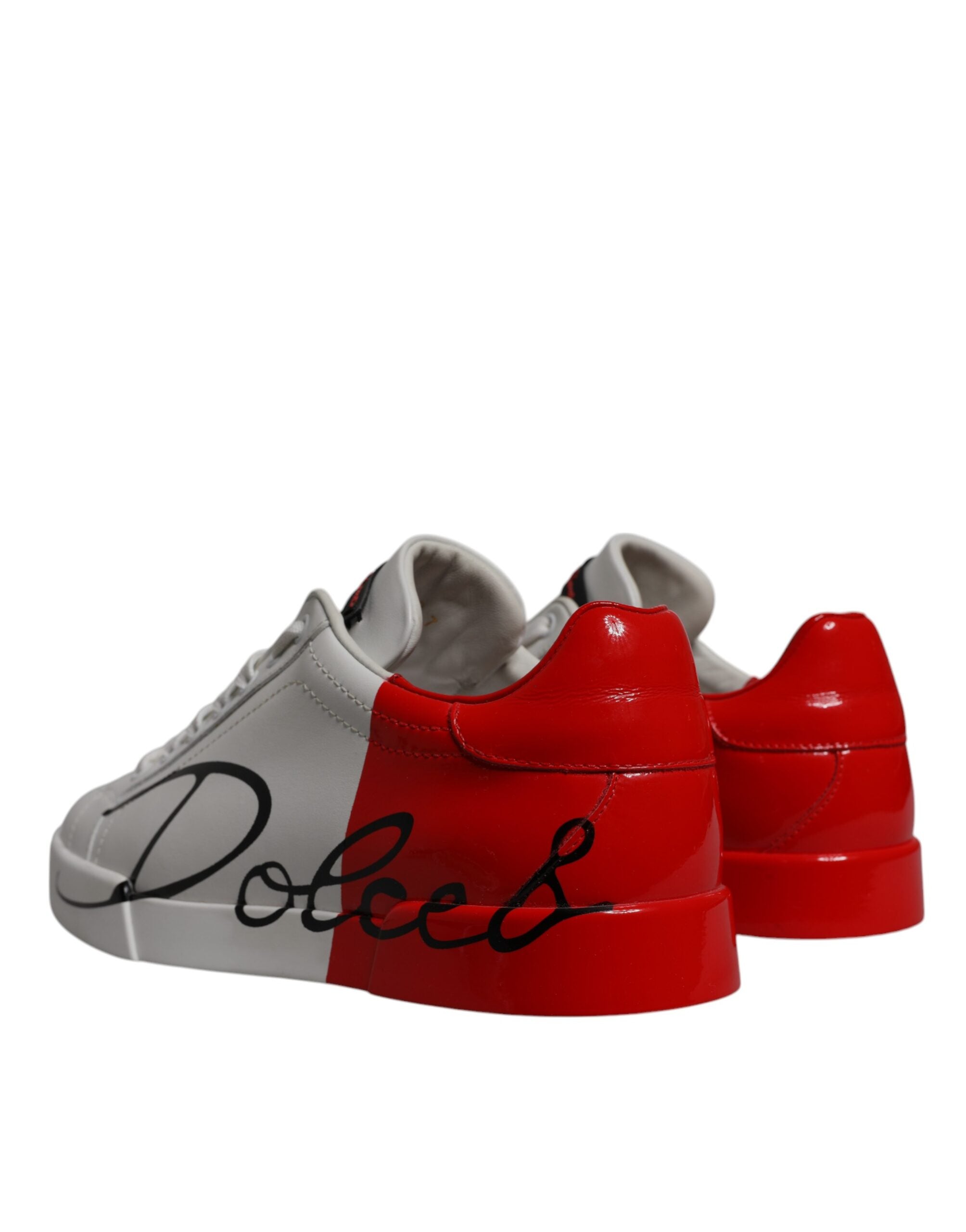 Dolce & Gabbana Weiß Rot Leder Logo Low Top Sneakers Schuhe