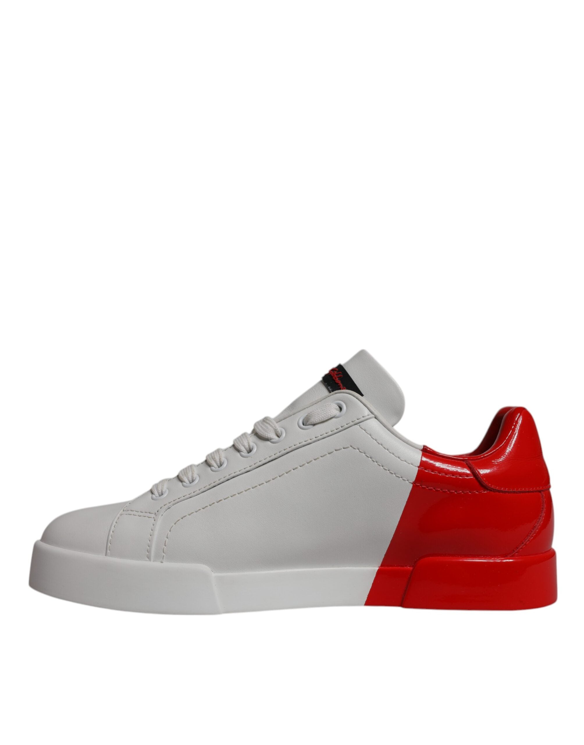 Dolce & Gabbana Weiß Rot Leder Logo Low Top Sneakers Schuhe