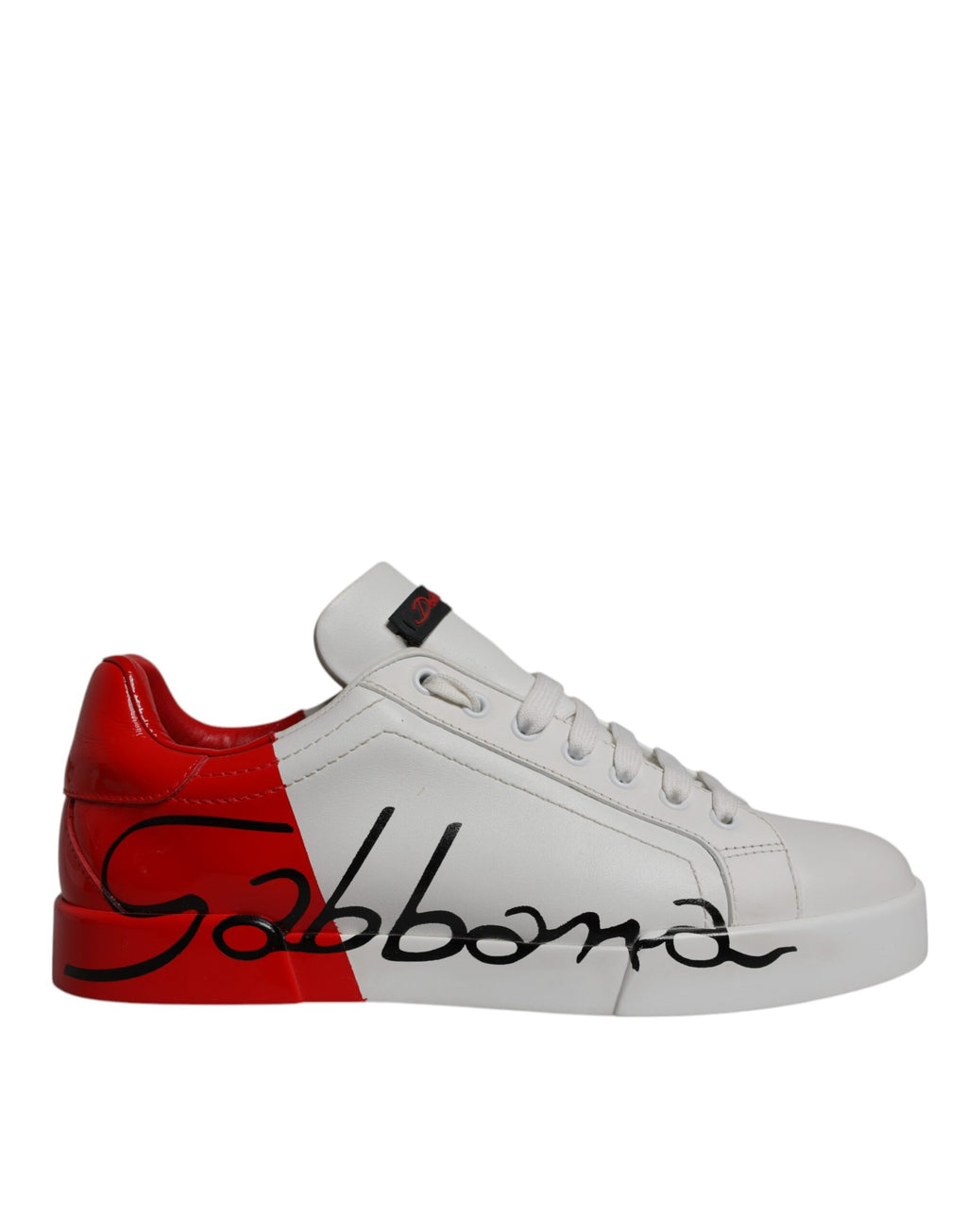 Dolce & Gabbana Weiß Rot Leder Logo Low Top Sneakers Schuhe