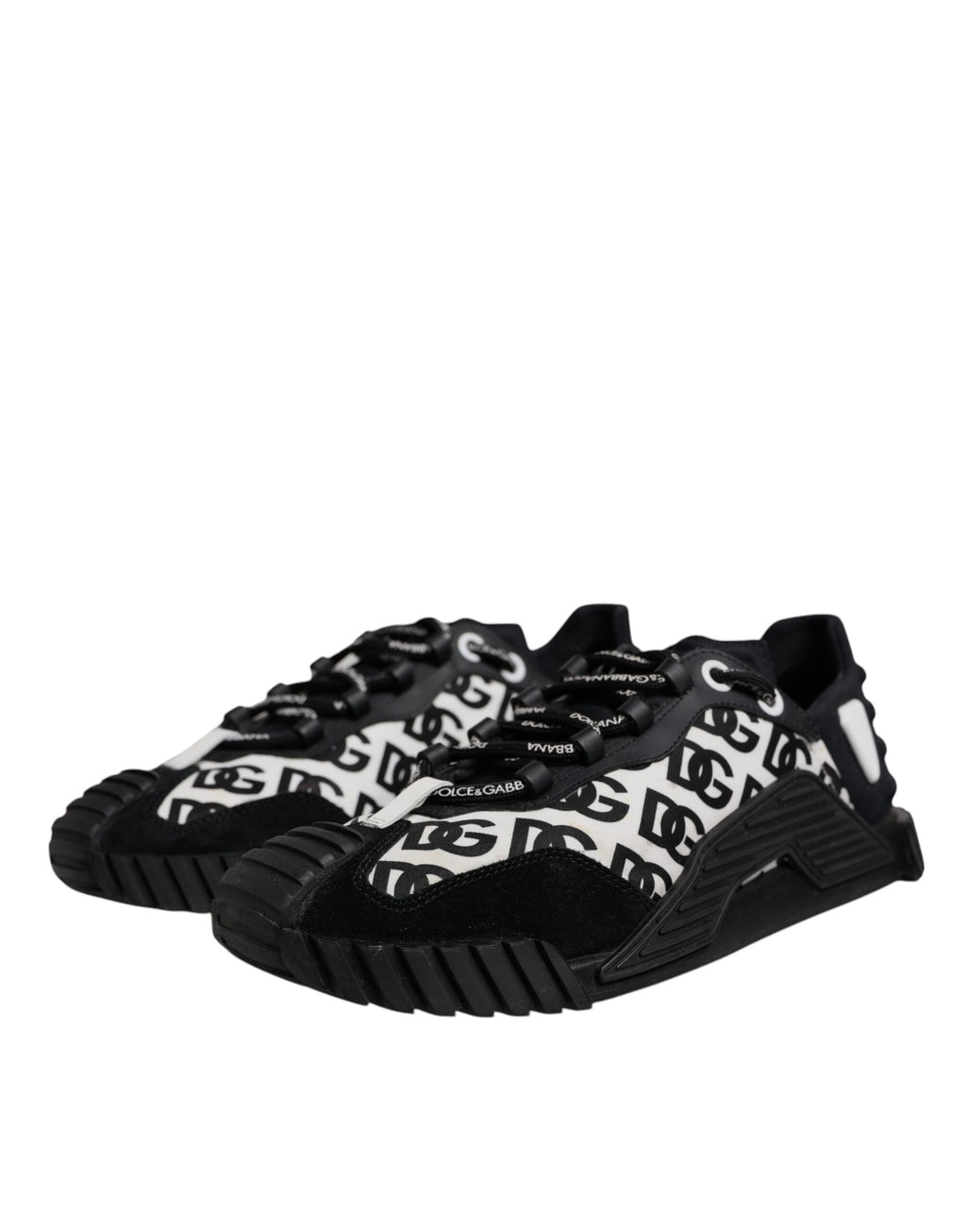 Dolce & Gabbana Schwarz Logo Lace Up Low Top NS1 Turnschuhe Schuhe
