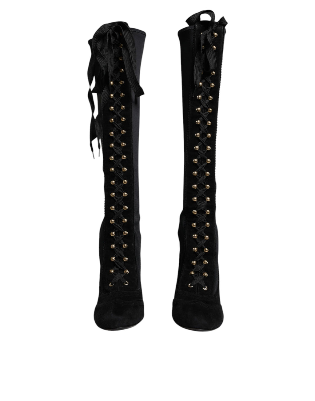 Dolce & Gabbana Schwarz Lace Up Heels Hohe Stiefel Schuhe