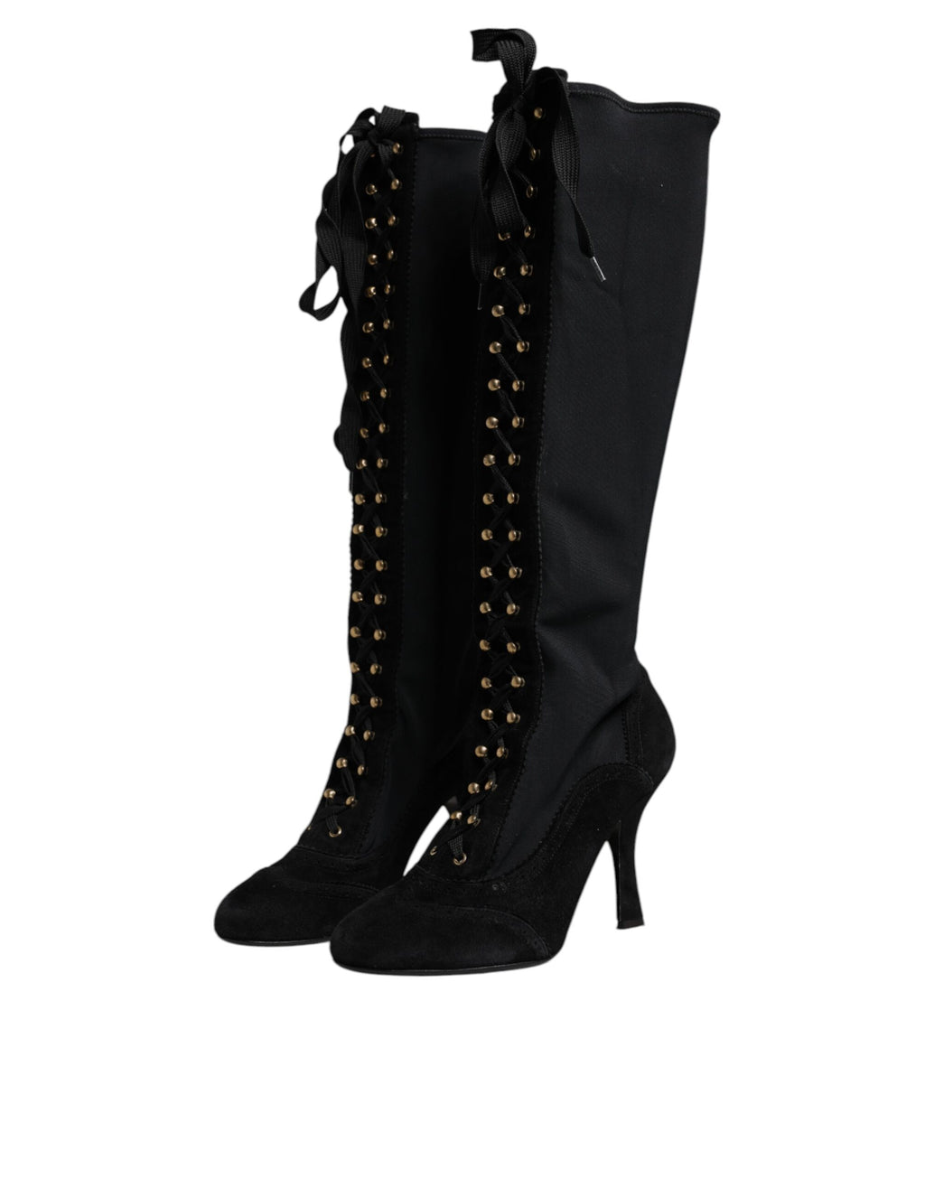 Dolce & Gabbana Schwarz Lace Up Heels Hohe Stiefel Schuhe
