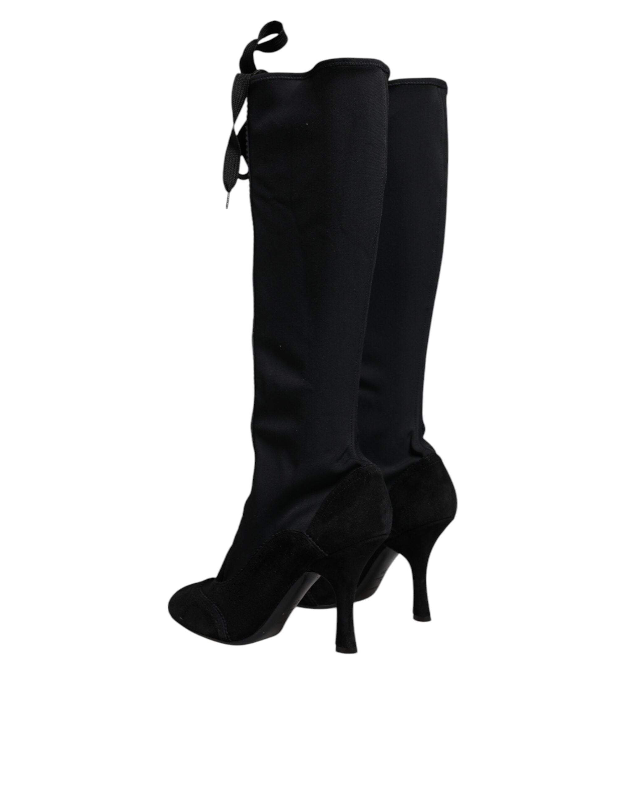 Dolce & Gabbana Schwarz Lace Up Heels Hohe Stiefel Schuhe