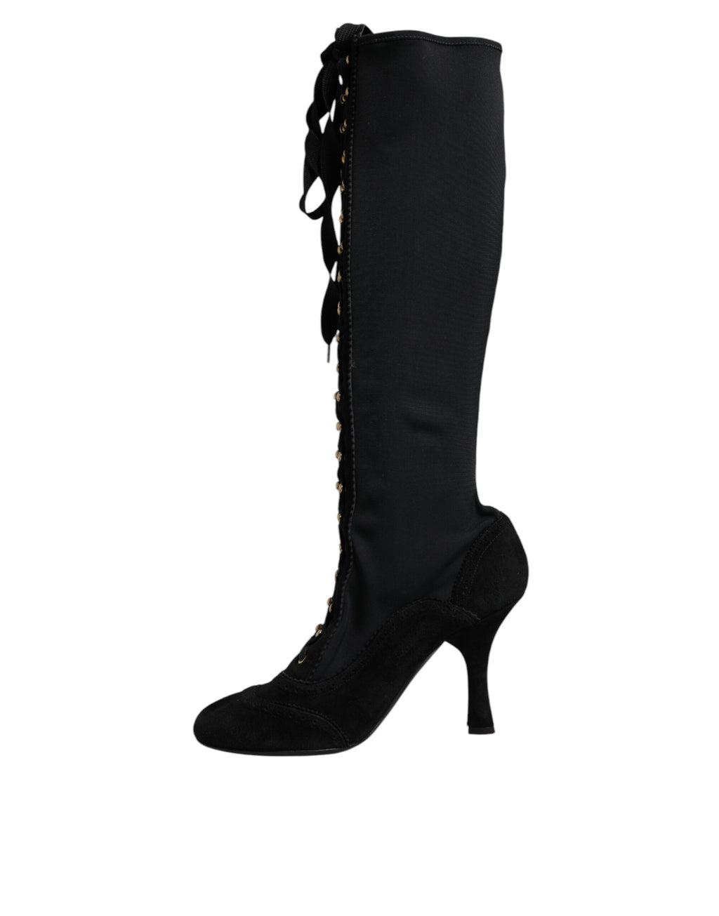 Dolce & Gabbana Schwarz Lace Up Heels Hohe Stiefel Schuhe