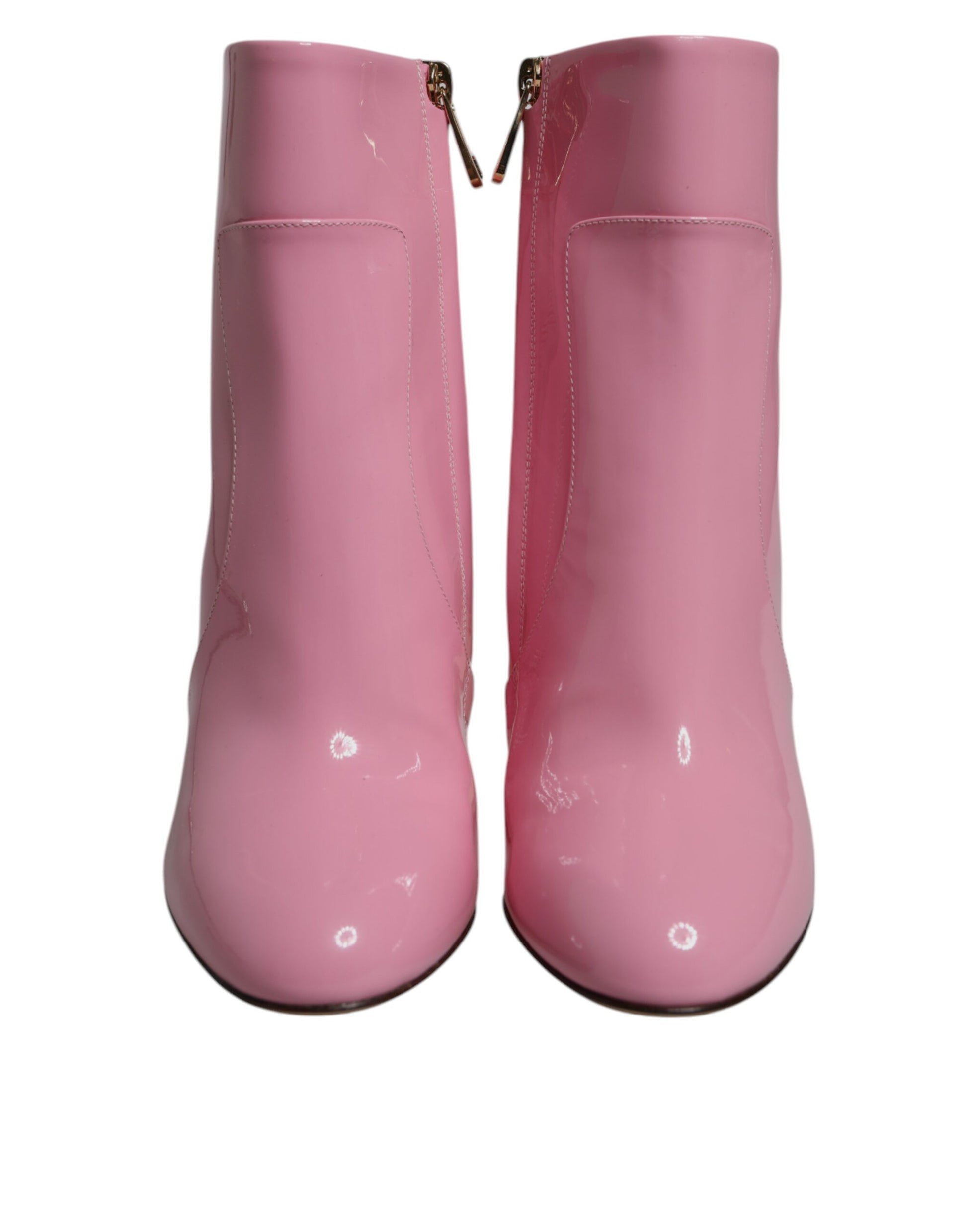 Dolce & Gabbana Rosa Lackleder Absatz Mid Calf Stiefel Schuhe
