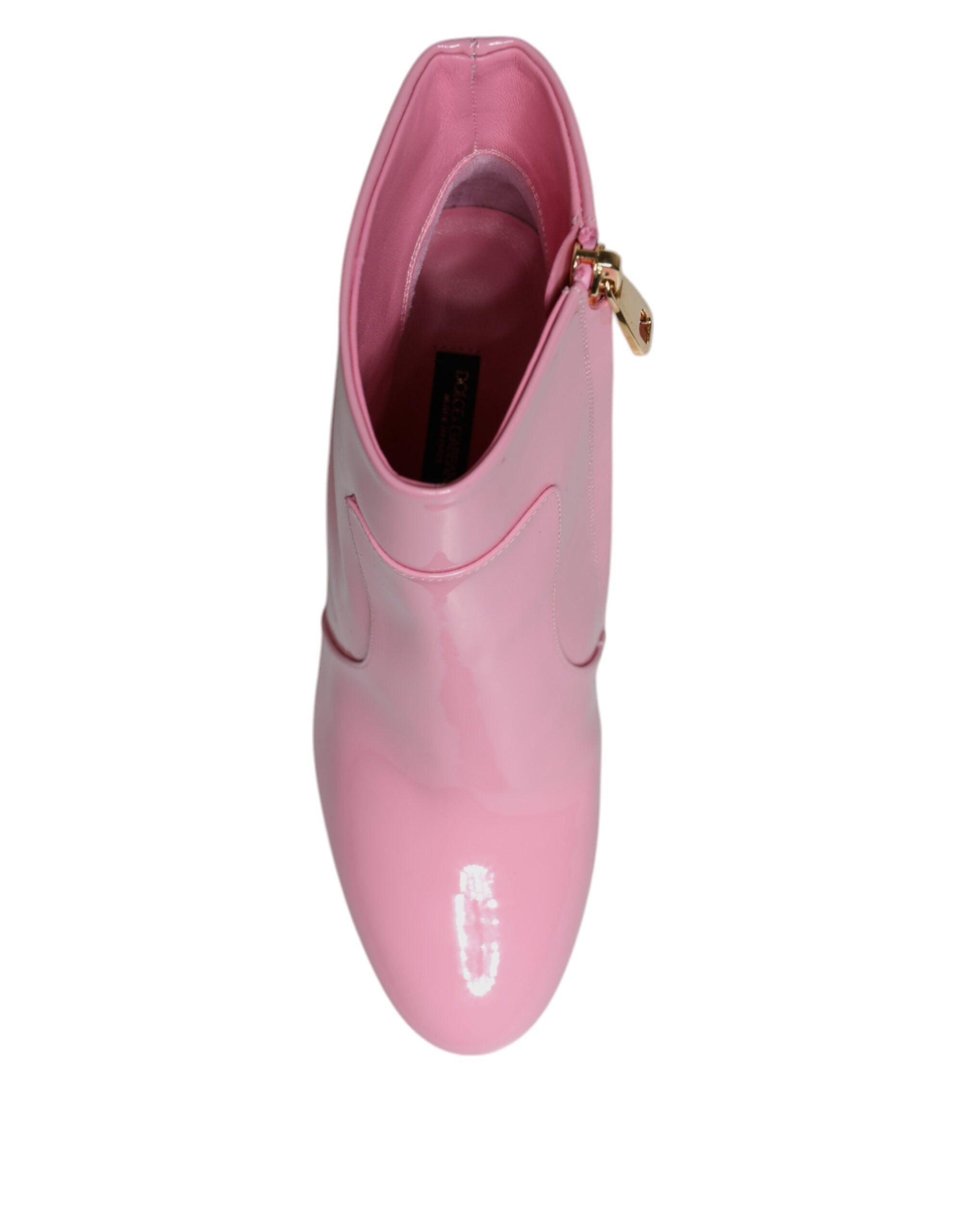 Dolce & Gabbana Rosa Lackleder Absatz Mid Calf Stiefel Schuhe