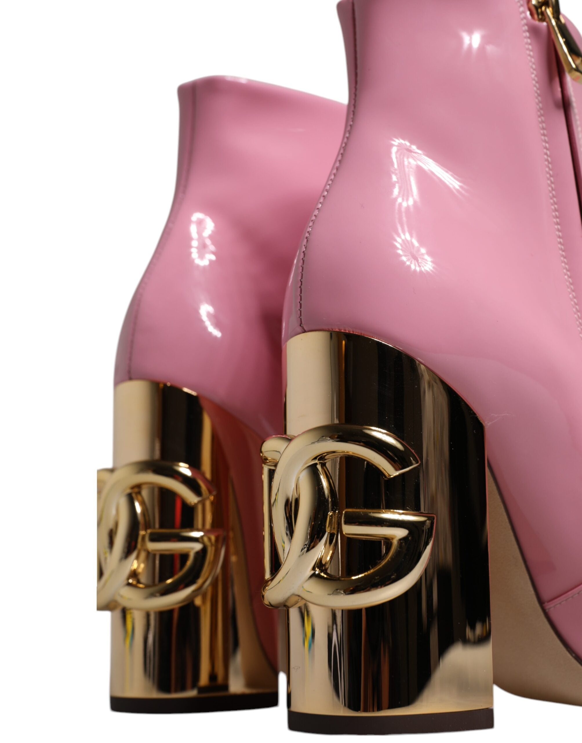 Dolce & Gabbana Rosa Lackleder Absatz Mid Calf Stiefel Schuhe