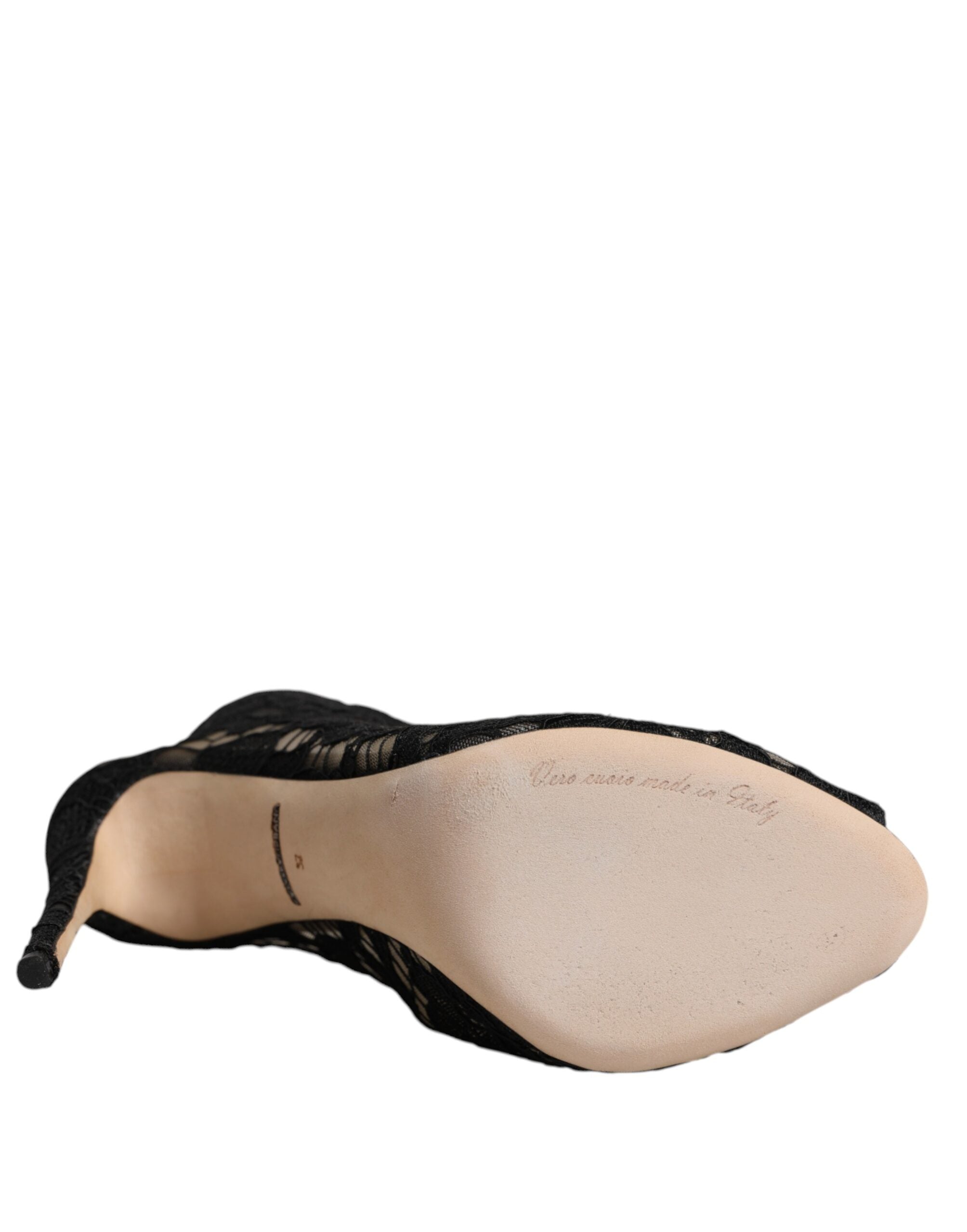 Dolce & Gabbana Schwarz Floral Spitze Absätze Stiefeletten Schuhe