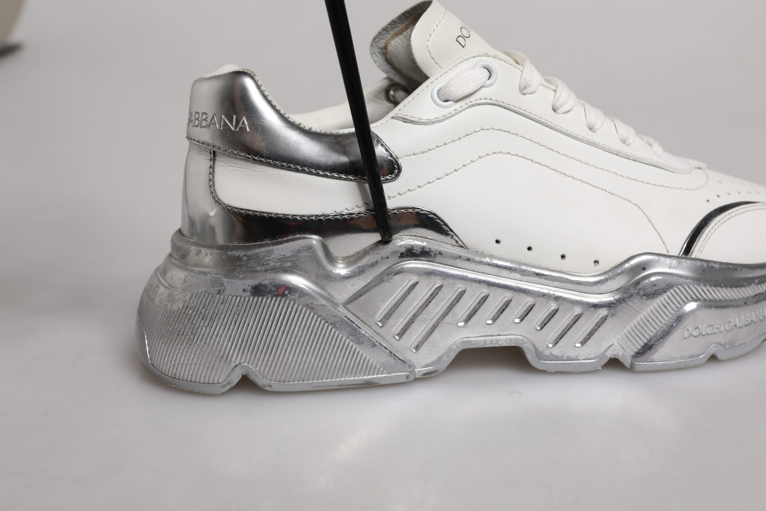 Dolce & Gabbana Weiß Silber Daymaster Low Top Sneaker Schuhe