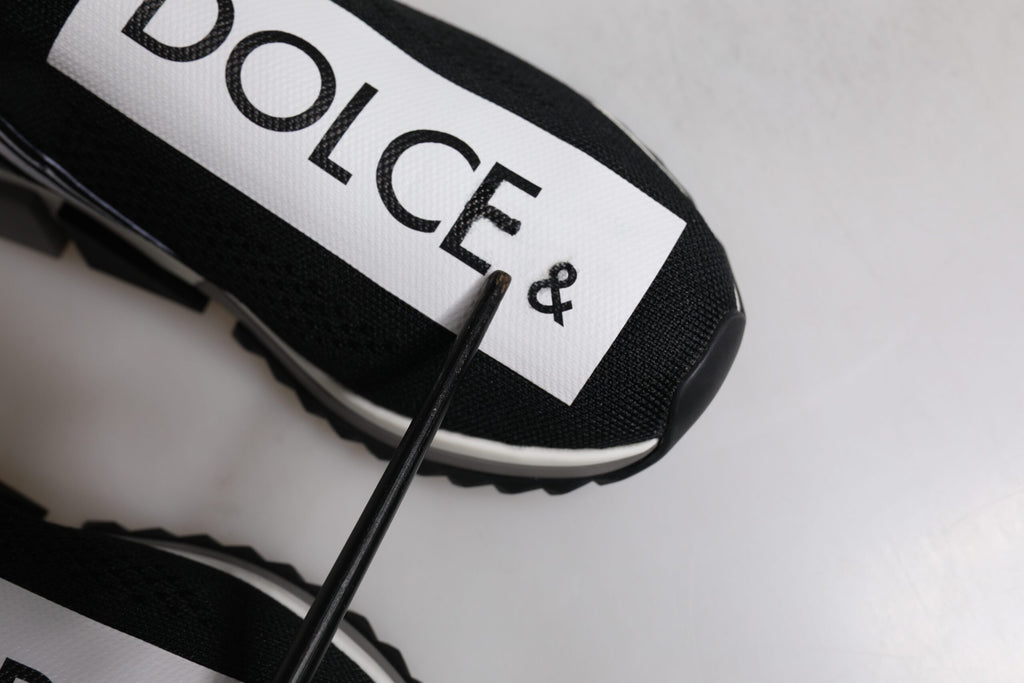 Dolce & Gabbana Schwarz Weiß Slip On Sorrento Sneakers Schuhe