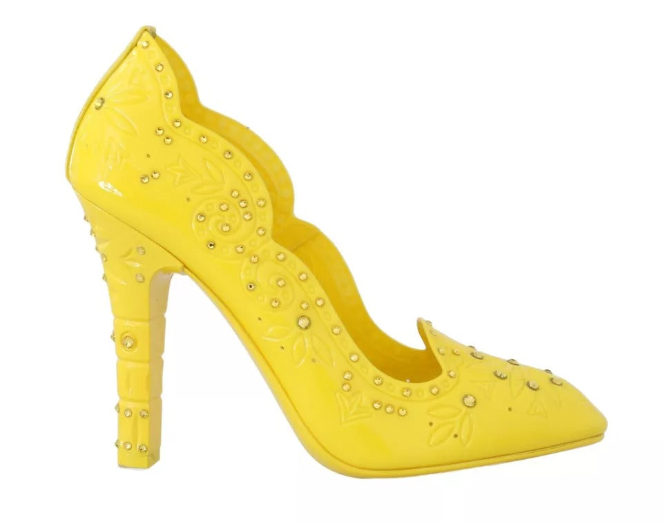 Dolce & Gabbana Gelbe Kristall-High Heels CINDERELLA Schuhe