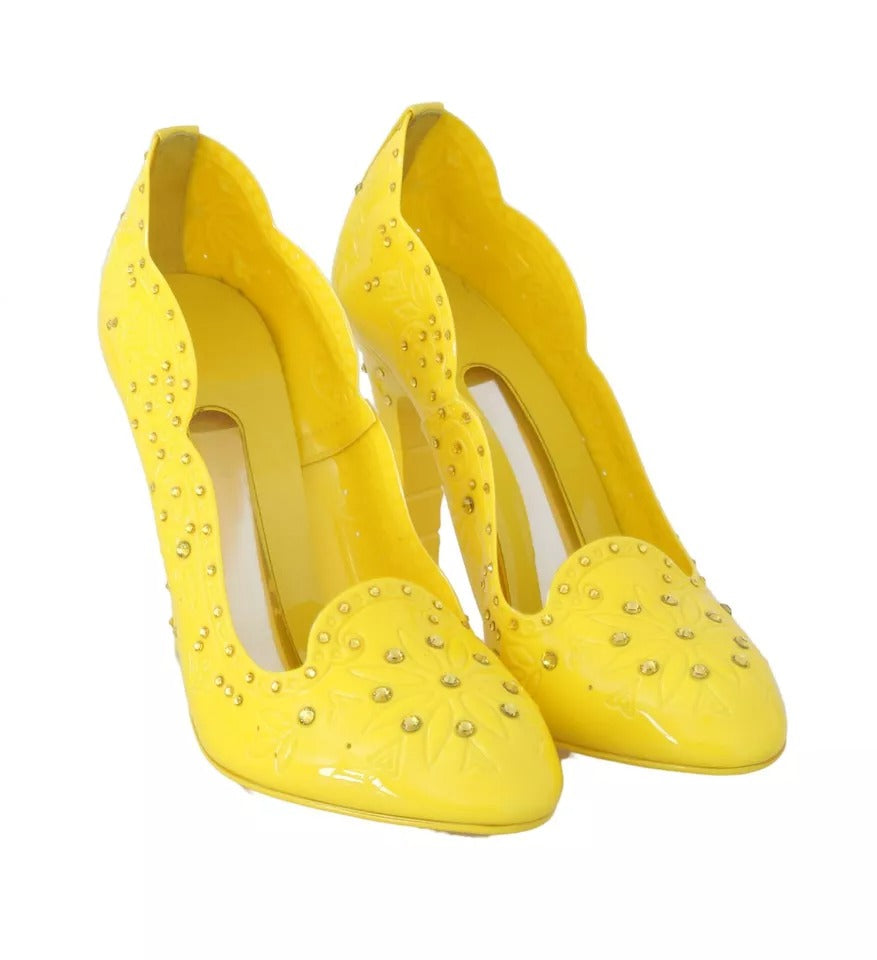 Dolce & Gabbana Gelbe Kristall-High Heels CINDERELLA Schuhe