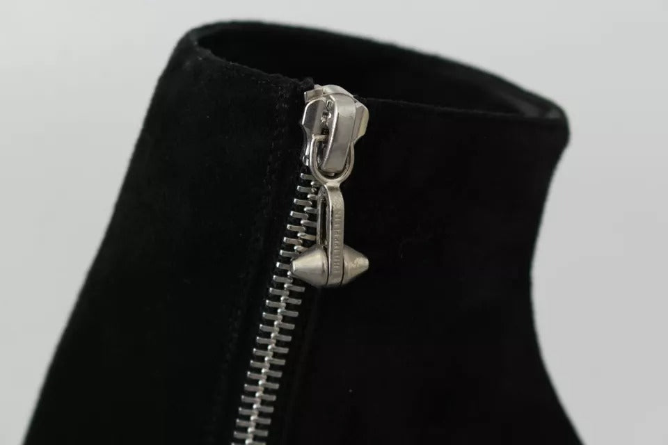 Philipp Plein Schwarze Wildleder-Absatzstiefeletten mit Nieten
