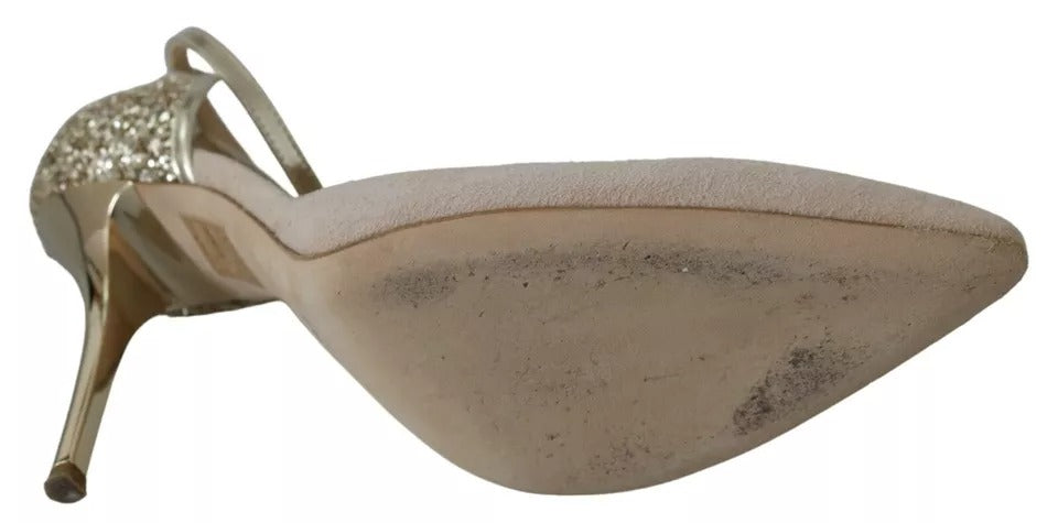 Elisabetta Franchi Beige Leinen Knöchelriemen High Heels Schuhe