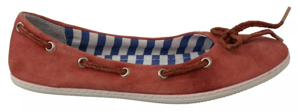 Pantofola D'Oro Koralle Wildleder Spitze Schleife Loafers Ballett Wohnung Schuhe