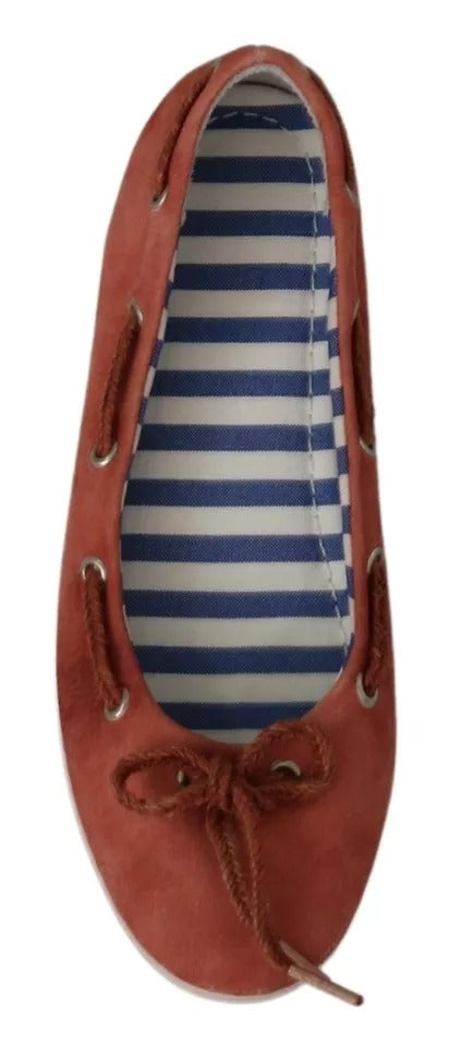 Pantofola D'Oro Koralle Wildleder Spitze Schleife Loafers Ballett Wohnung Schuhe