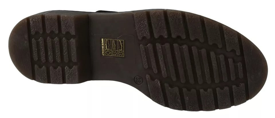 Dr. Martens Dunkelbraune Lederschuhe mit elastischem Riemen