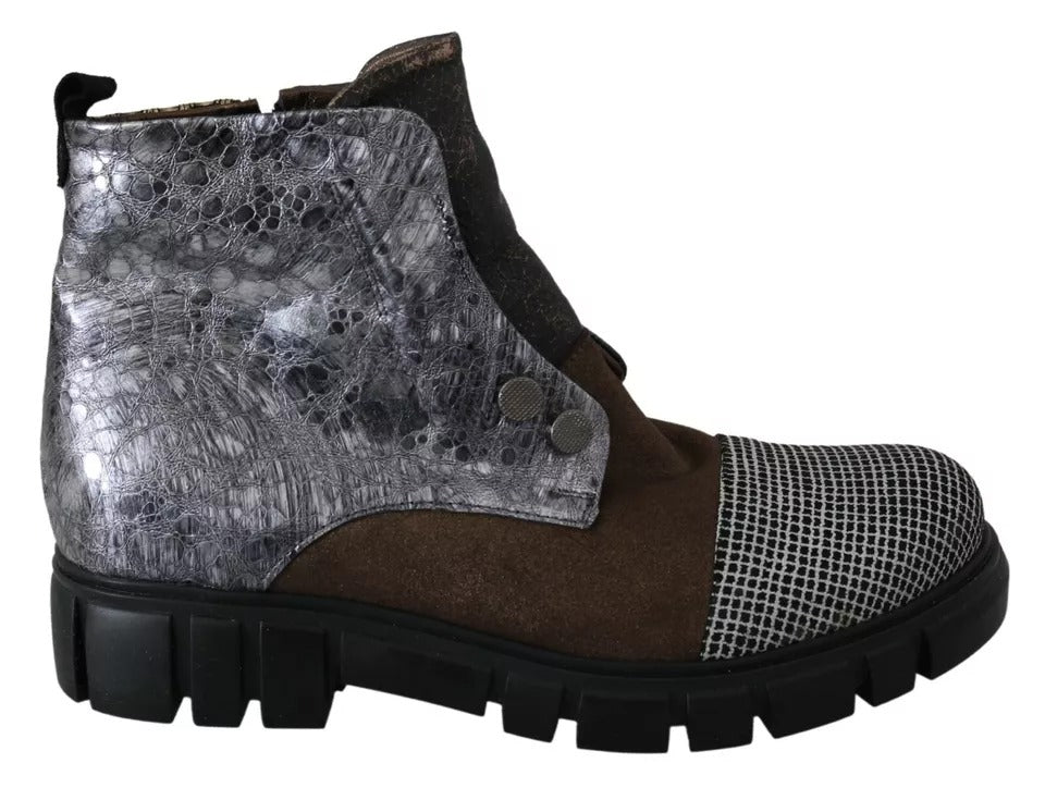 EBARRITO Multicolor Leder Wildleder Reißverschluß Stiefeletten Schuhe