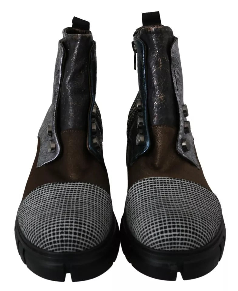 EBARRITO Multicolor Leder Wildleder Reißverschluß Stiefeletten Schuhe