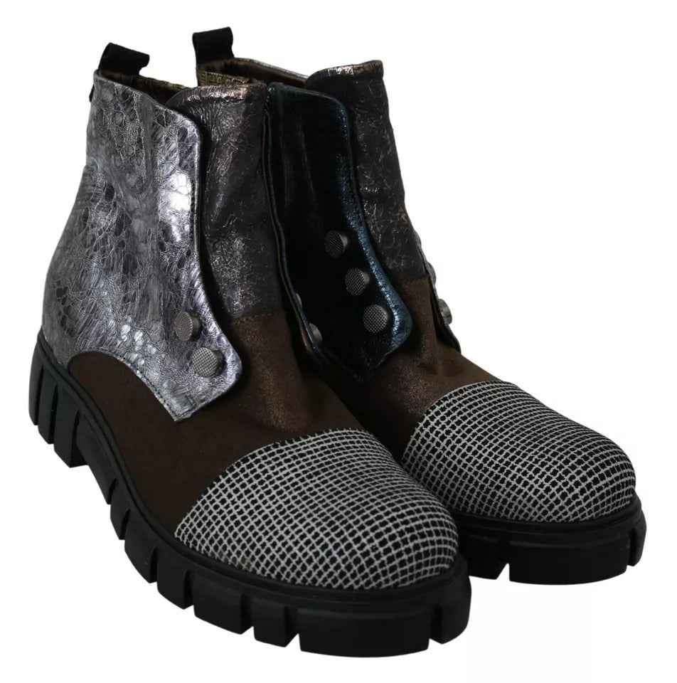 EBARRITO Multicolor Leder Wildleder Reißverschluß Stiefeletten Schuhe