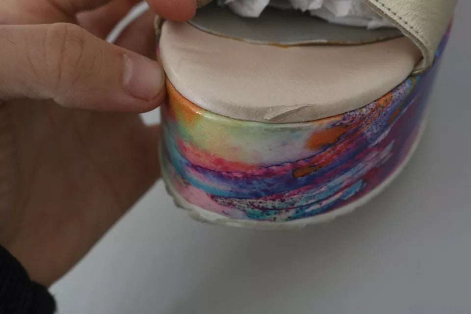 EBARRITO Multicolor Leder Knöchelriemen Keilabsatz Sandalen Schuhe