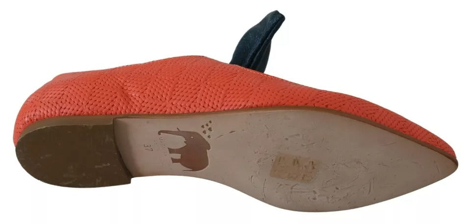 EBARRITO Orange Leder Schleife Slip-on Loafers Ballett Wohnung Schuhe