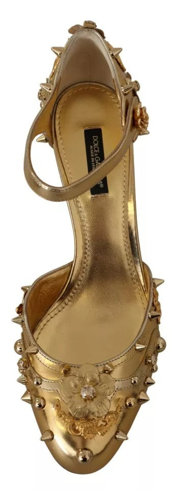 Dolce & Gabbana Gold Nieten Vally Slingback Sandalen Schuhe