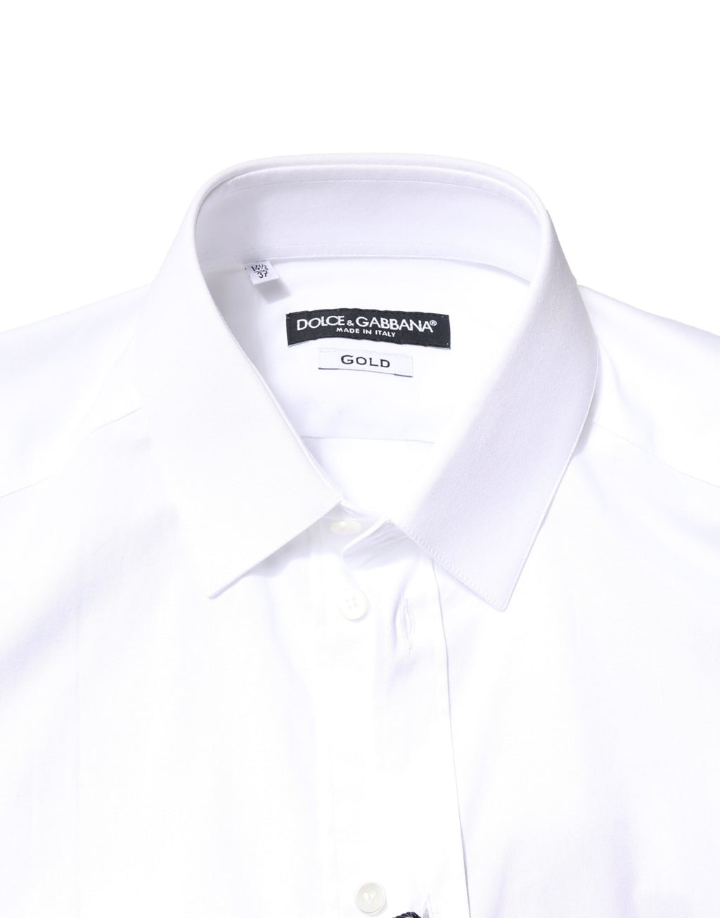 Dolce & Gabbana Weißes GOLD Baumwollhemd mit langen Ärmeln