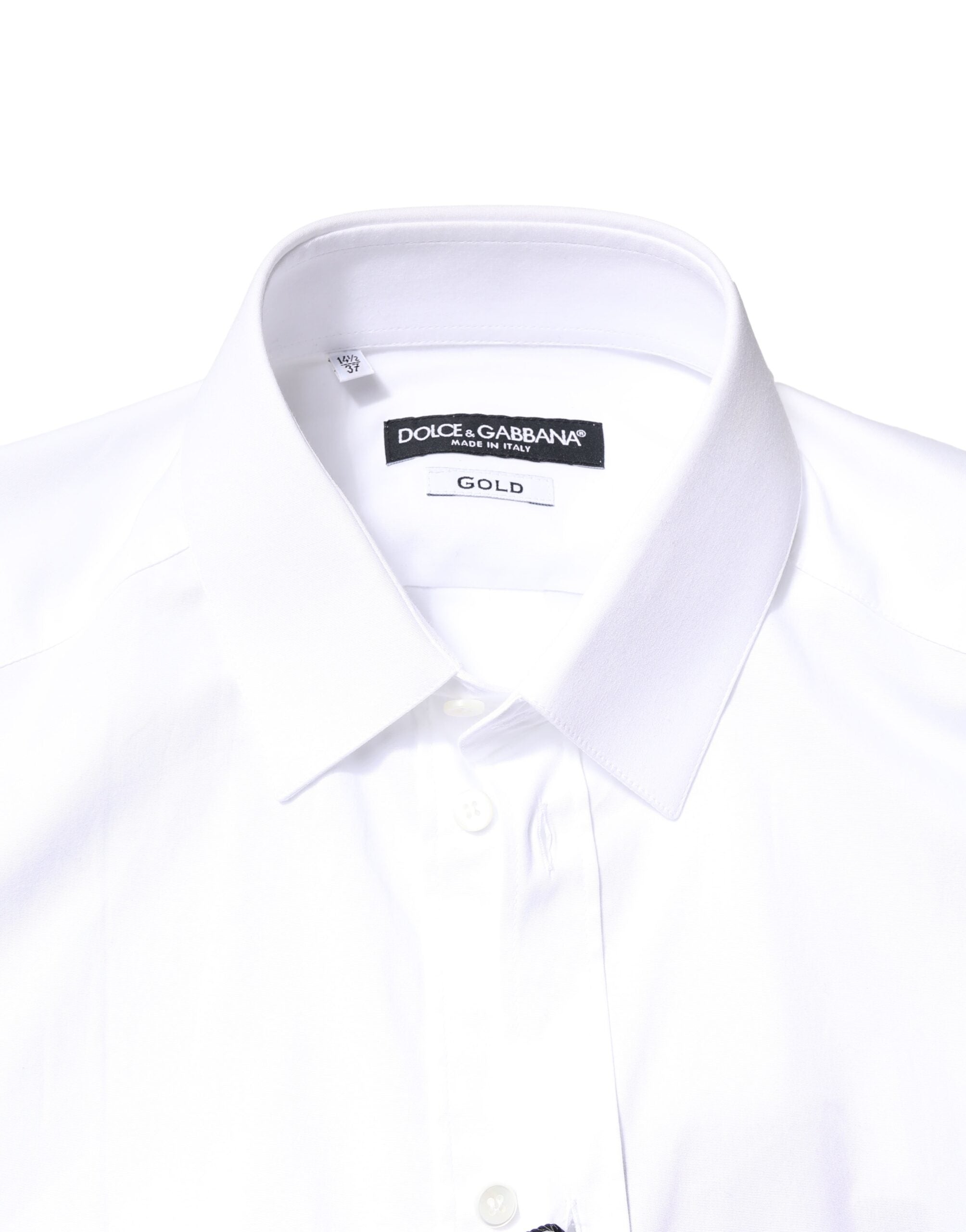 Dolce & Gabbana Weißes GOLD Baumwollhemd mit langen Ärmeln