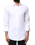 Dolce & Gabbana White GOLD Cotton Long Sleeves Men Dress Shirt