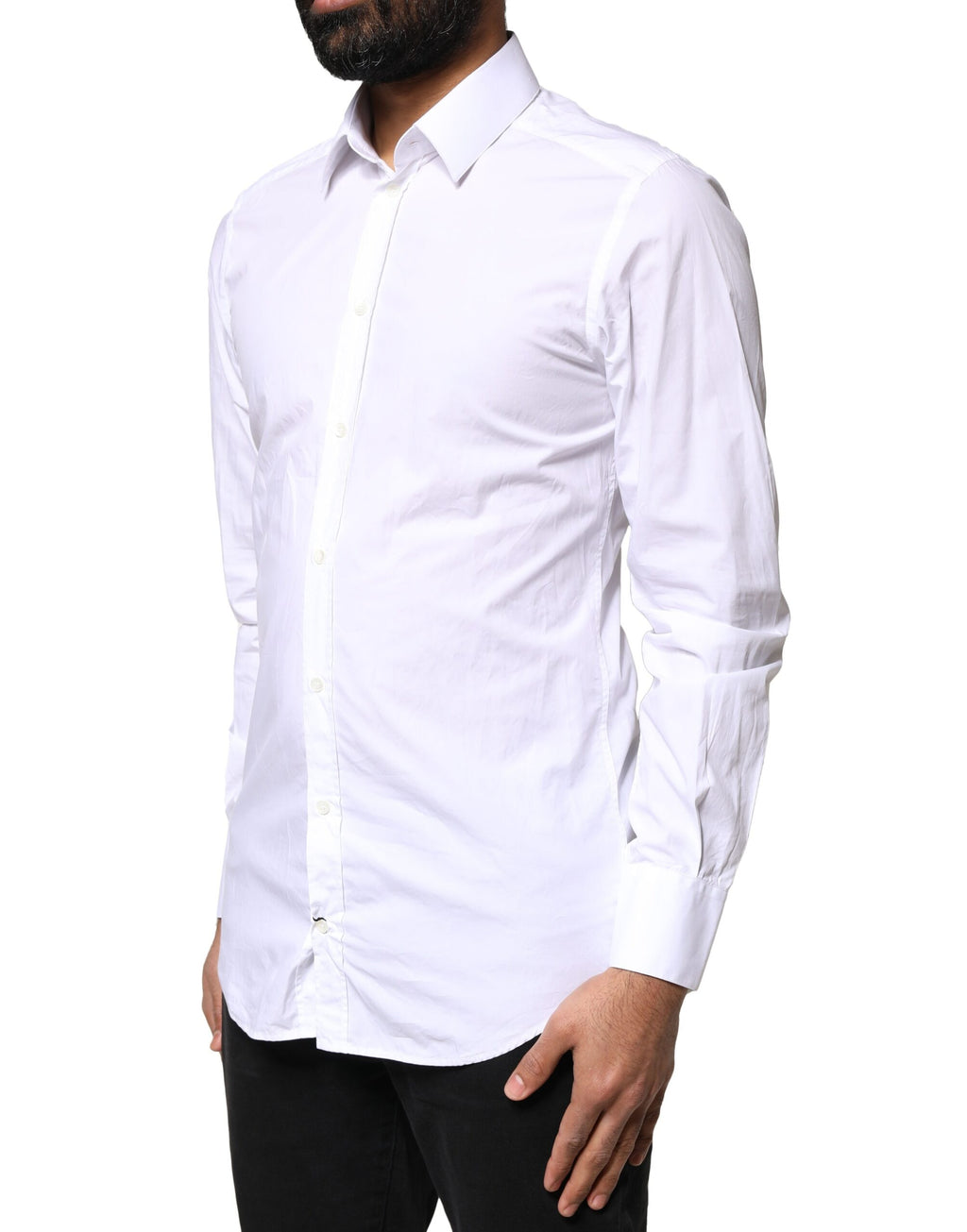 Dolce & Gabbana Weißes GOLD Baumwollhemd mit langen Ärmeln für Männer