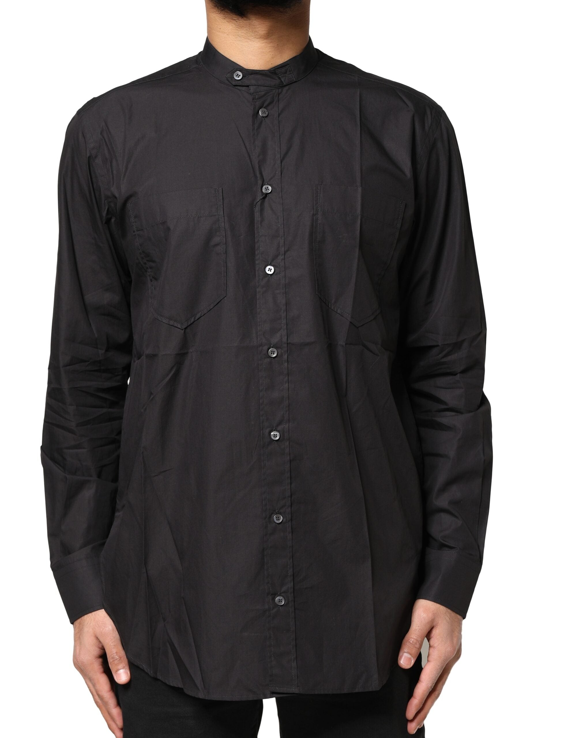 Dolce & Gabbana Schwarzes Button Down Hemd aus Baumwolle für Männer