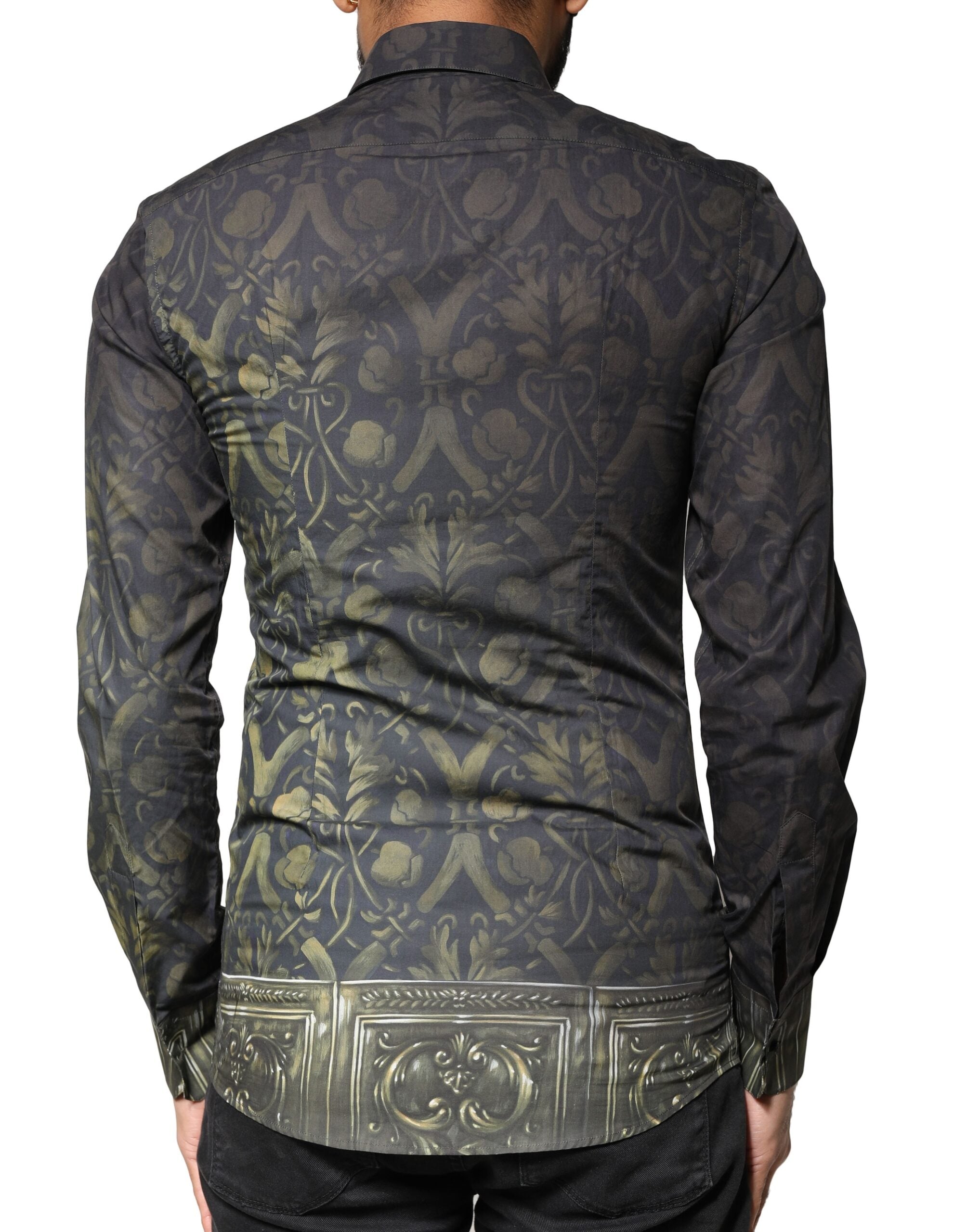 Dolce & Gabbana Schwarzes Royal Pet Portrait GOLD Kleid Hemd