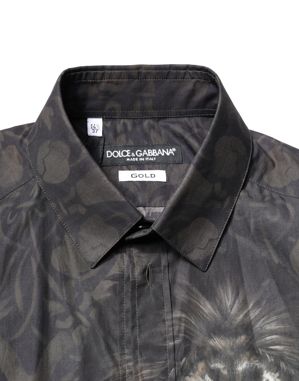 Dolce & Gabbana Schwarzes Royal Pet Portrait GOLD Kleid Hemd