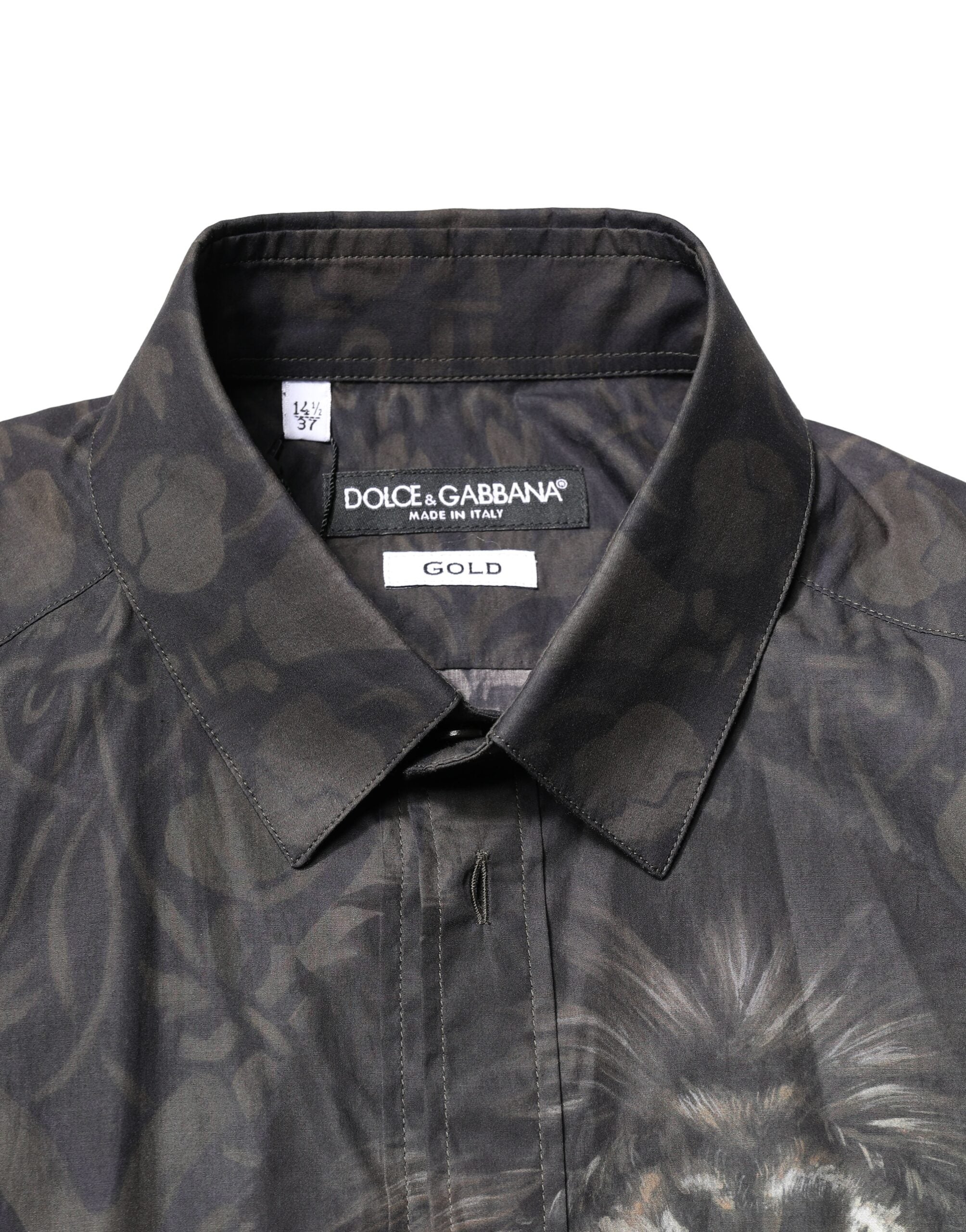 Dolce & Gabbana Schwarzes Royal Pet Portrait GOLD Kleid Hemd