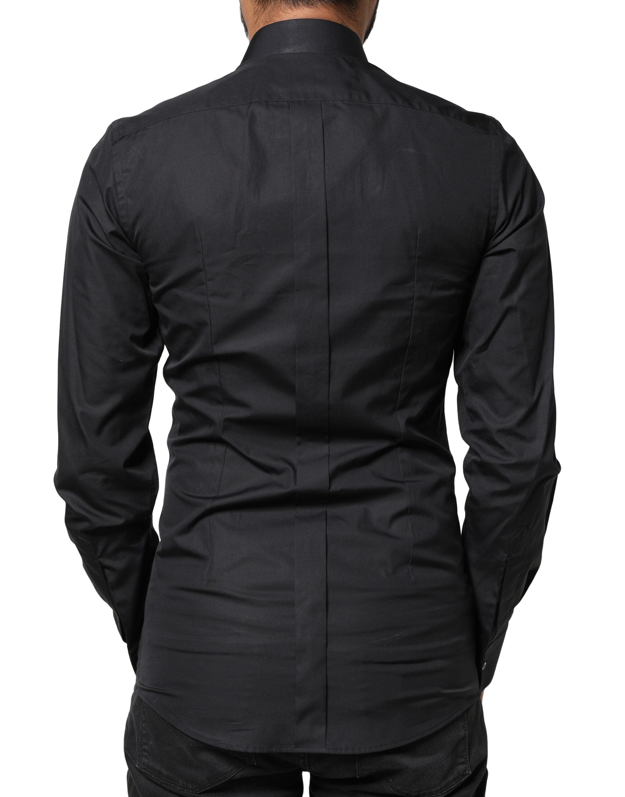 Dolce & Gabbana Schwarzes Love Stickerei GOLD Formelles Hemd