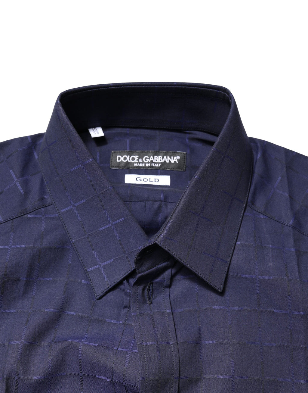Dolce & Gabbana Blau kariertes Tartan GOLD Hemd für formelle Anlässe