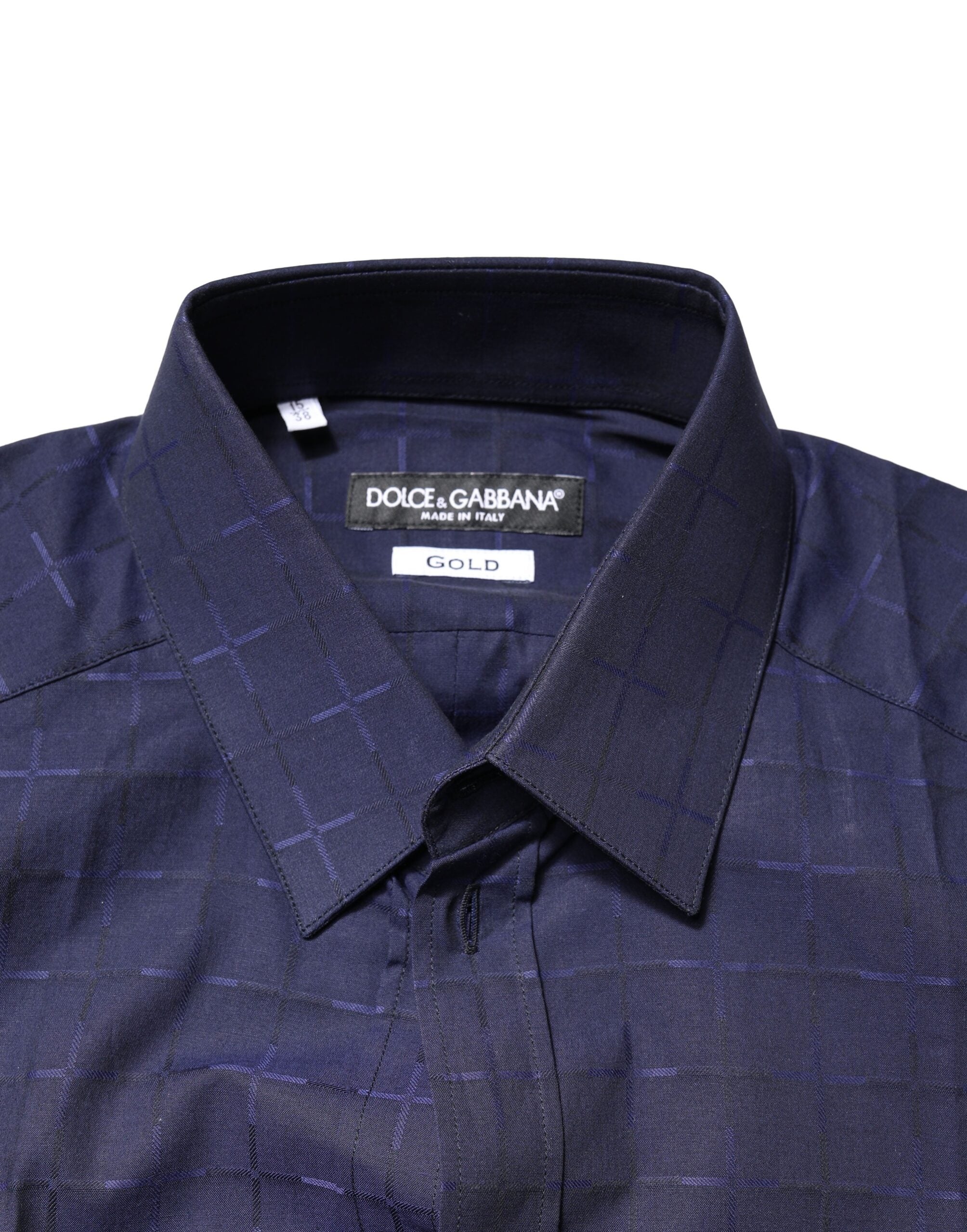 Dolce & Gabbana Blau kariertes Tartan GOLD Hemd für formelle Anlässe