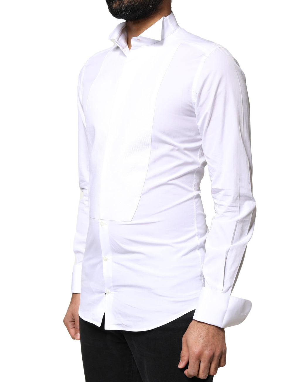 Dolce & Gabbana Weiß GOLD Baumwolle Popeline Lätzchen Formales Herrenhemd