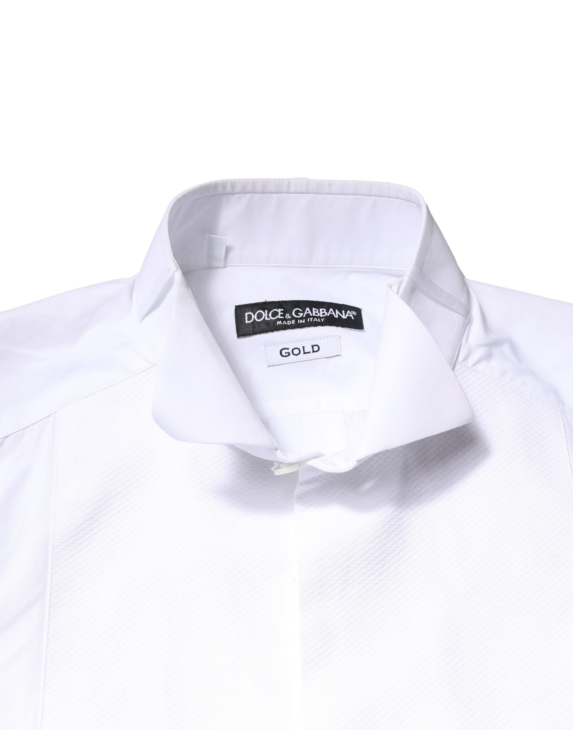 Dolce & Gabbana Weiß GOLD Baumwolle Popeline Lätzchen Formales Herrenhemd