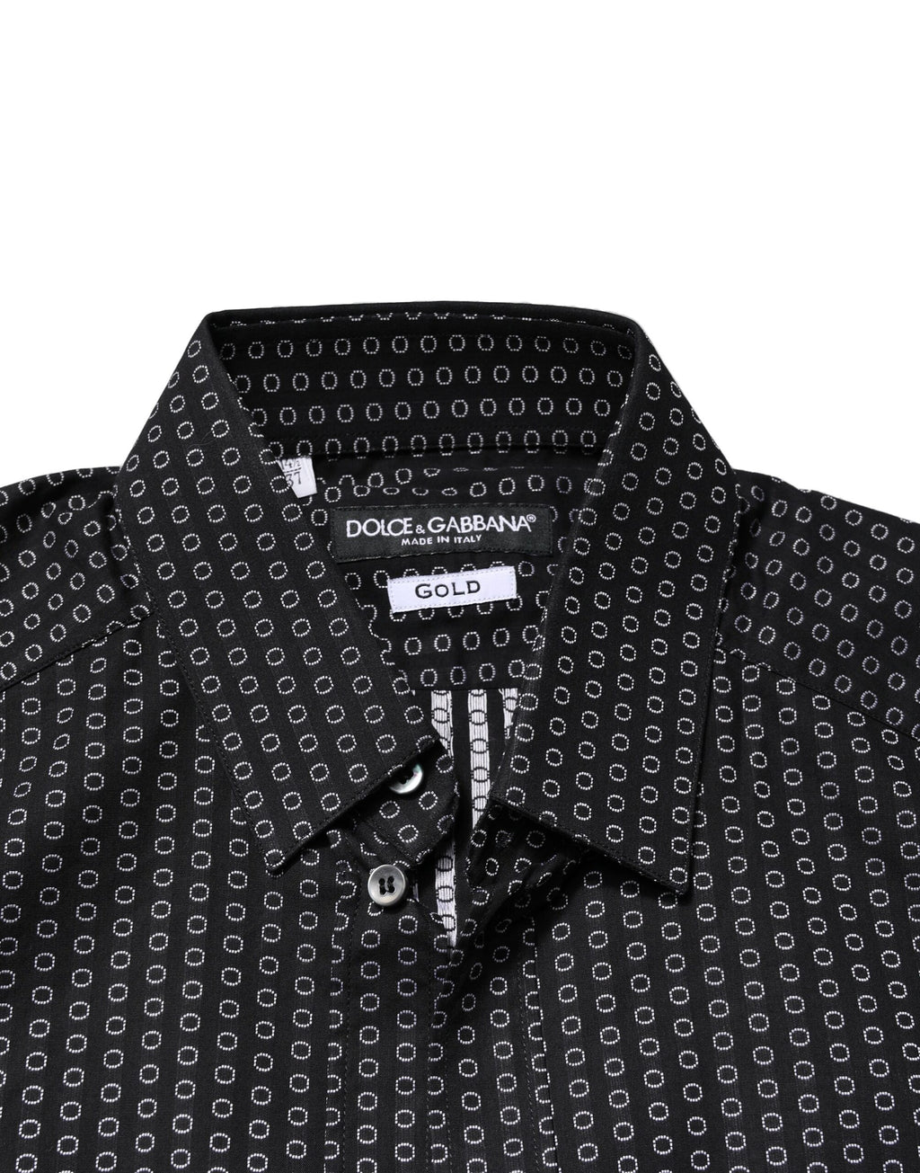 Dolce & Gabbana Schwarzes GOLD gemustertes Baumwollhemd für Männer