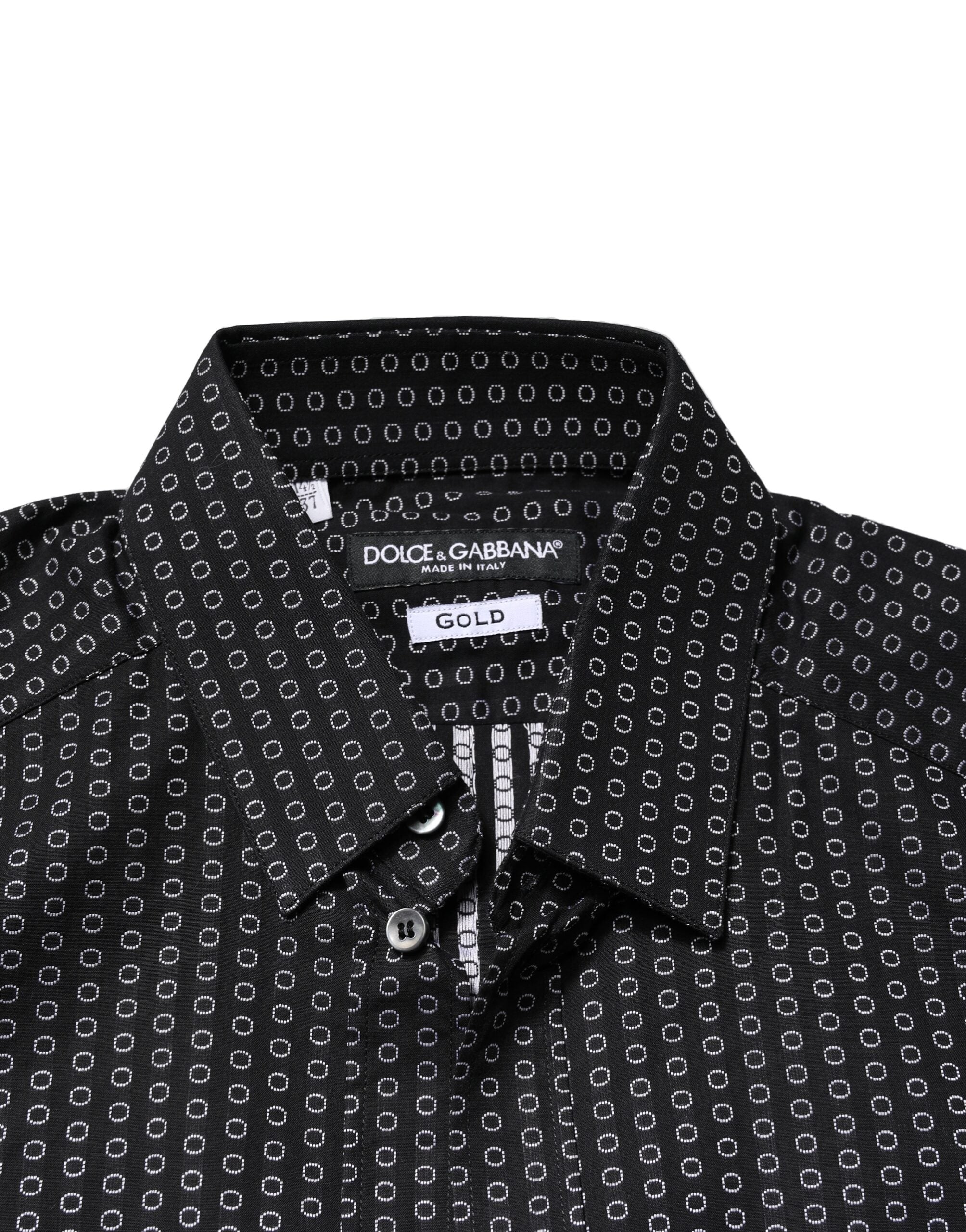 Dolce & Gabbana Schwarzes GOLD gemustertes Baumwollhemd für Männer