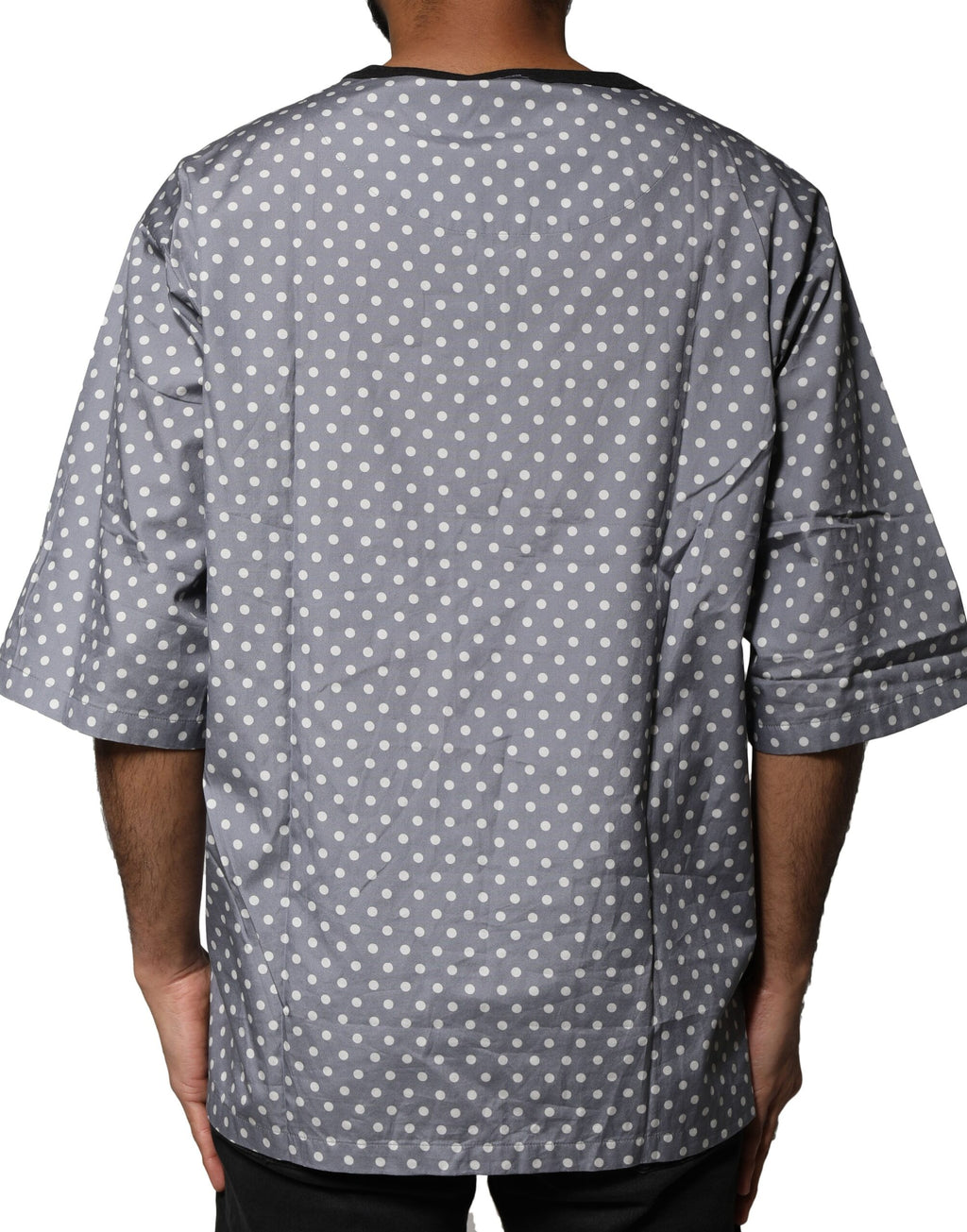 Dolce & Gabbana Graues Polka Dot Pin-Up Print T-Shirt mit Rundhalsausschnitt