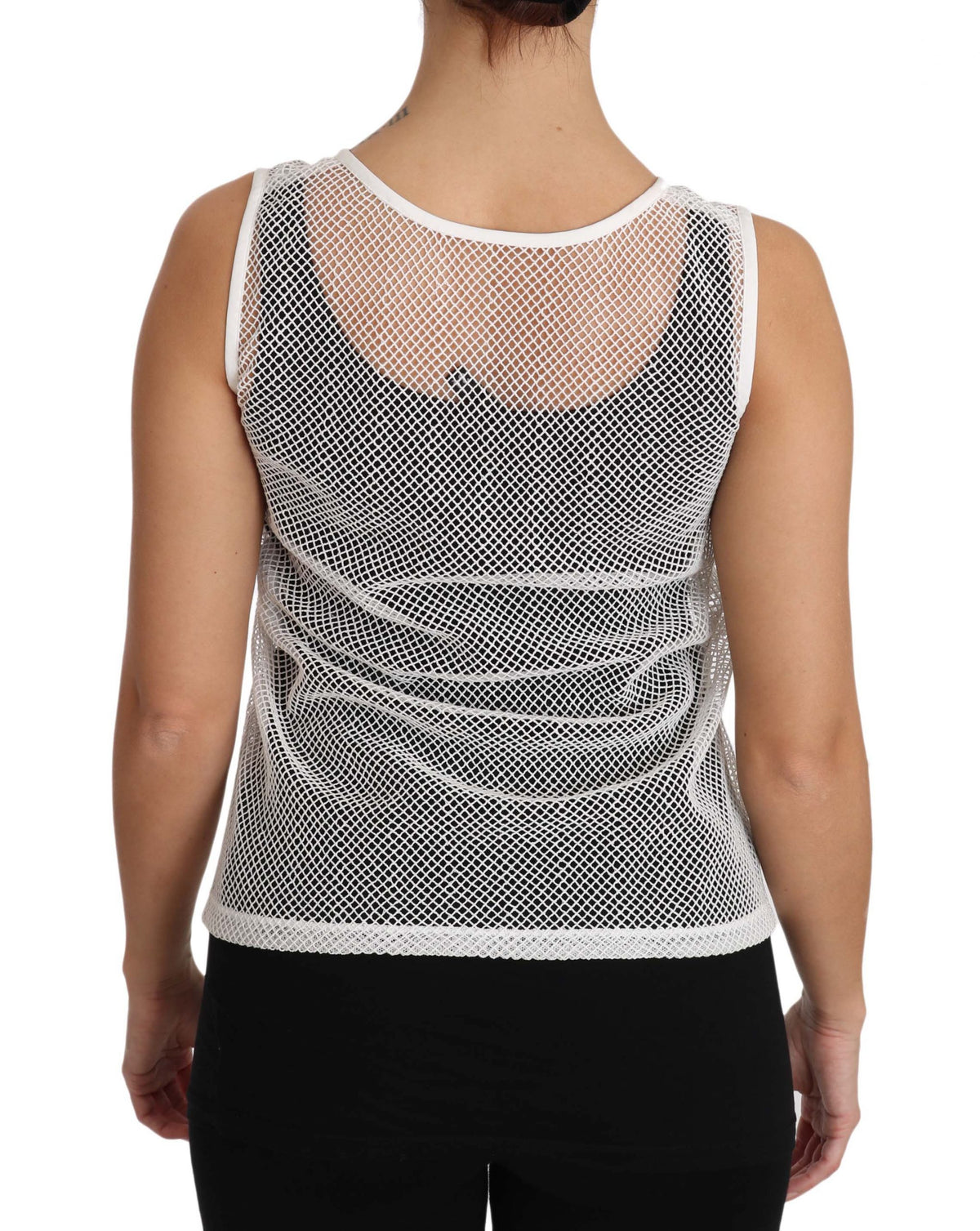 Dolce & Gabbana weißes transparentes ärmelloses Netz-Tanktop