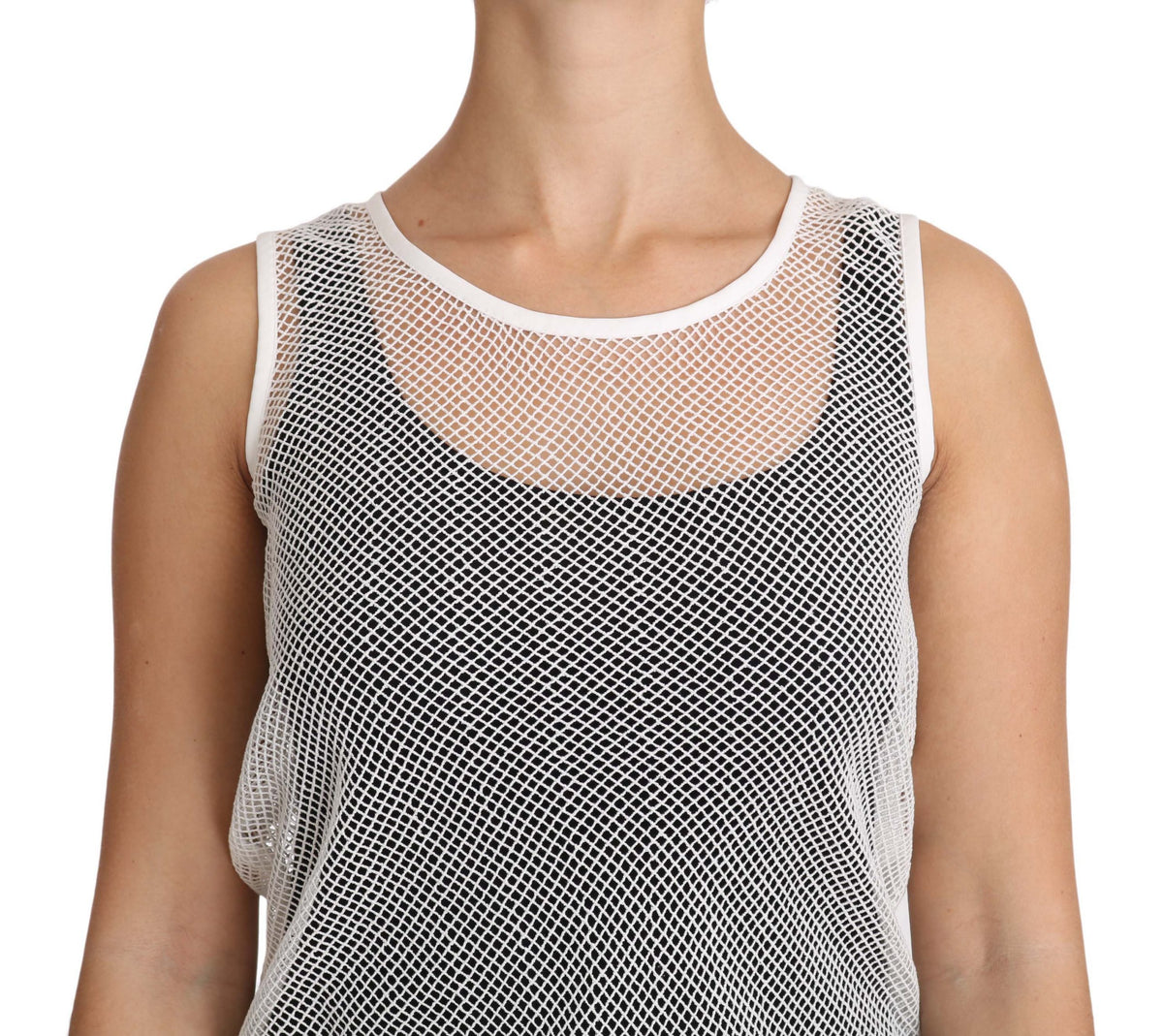 Dolce & Gabbana weißes transparentes ärmelloses Netz-Tanktop