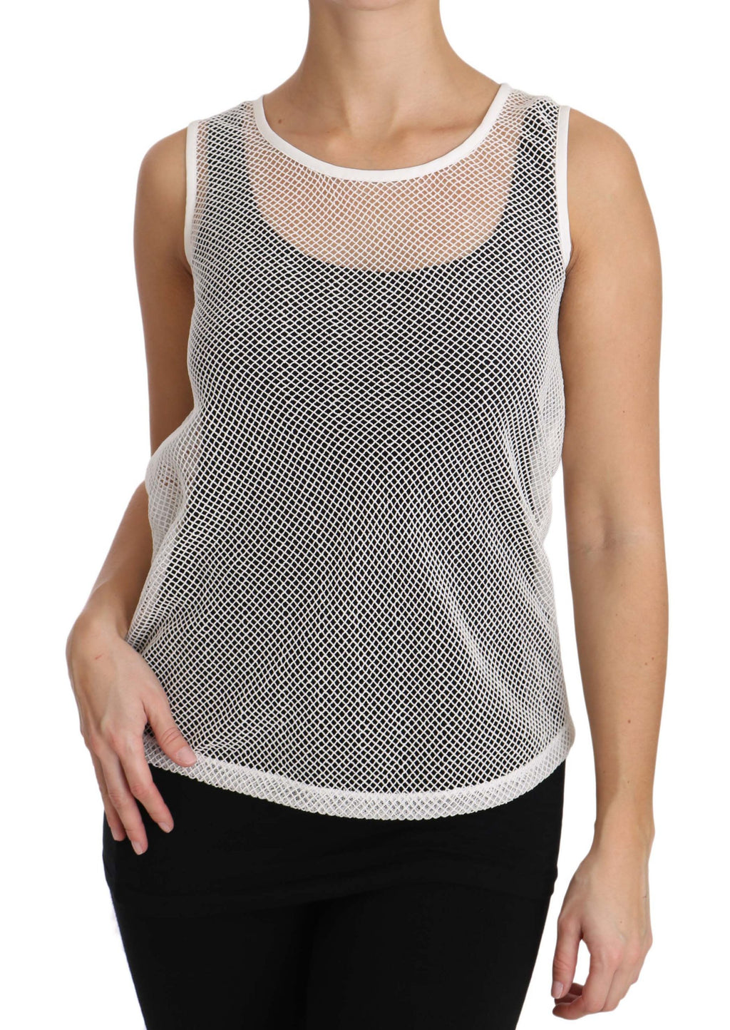 Dolce & Gabbana weißes transparentes ärmelloses Netz-Tanktop