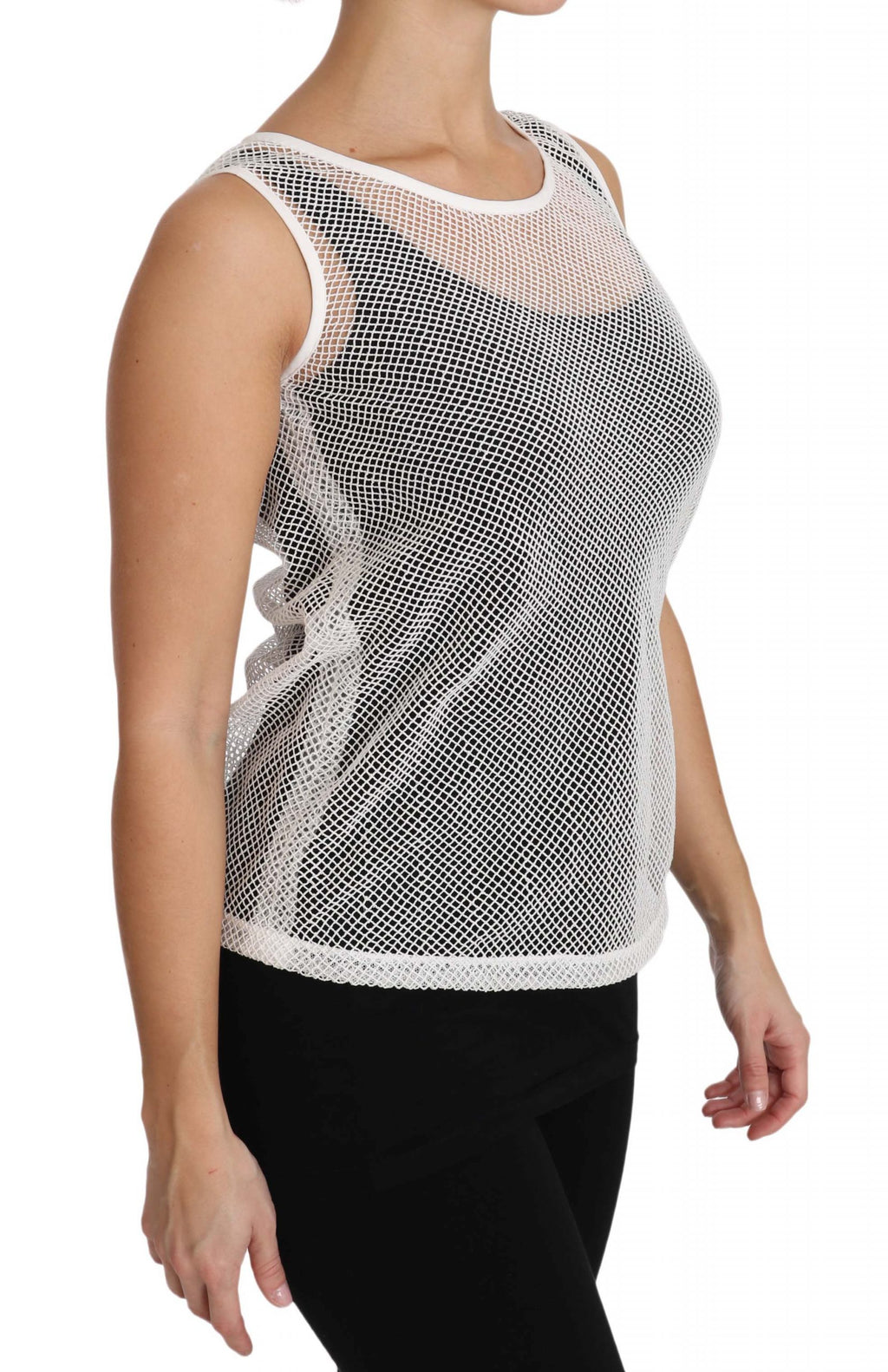 Dolce & Gabbana weißes transparentes ärmelloses Netz-Tanktop