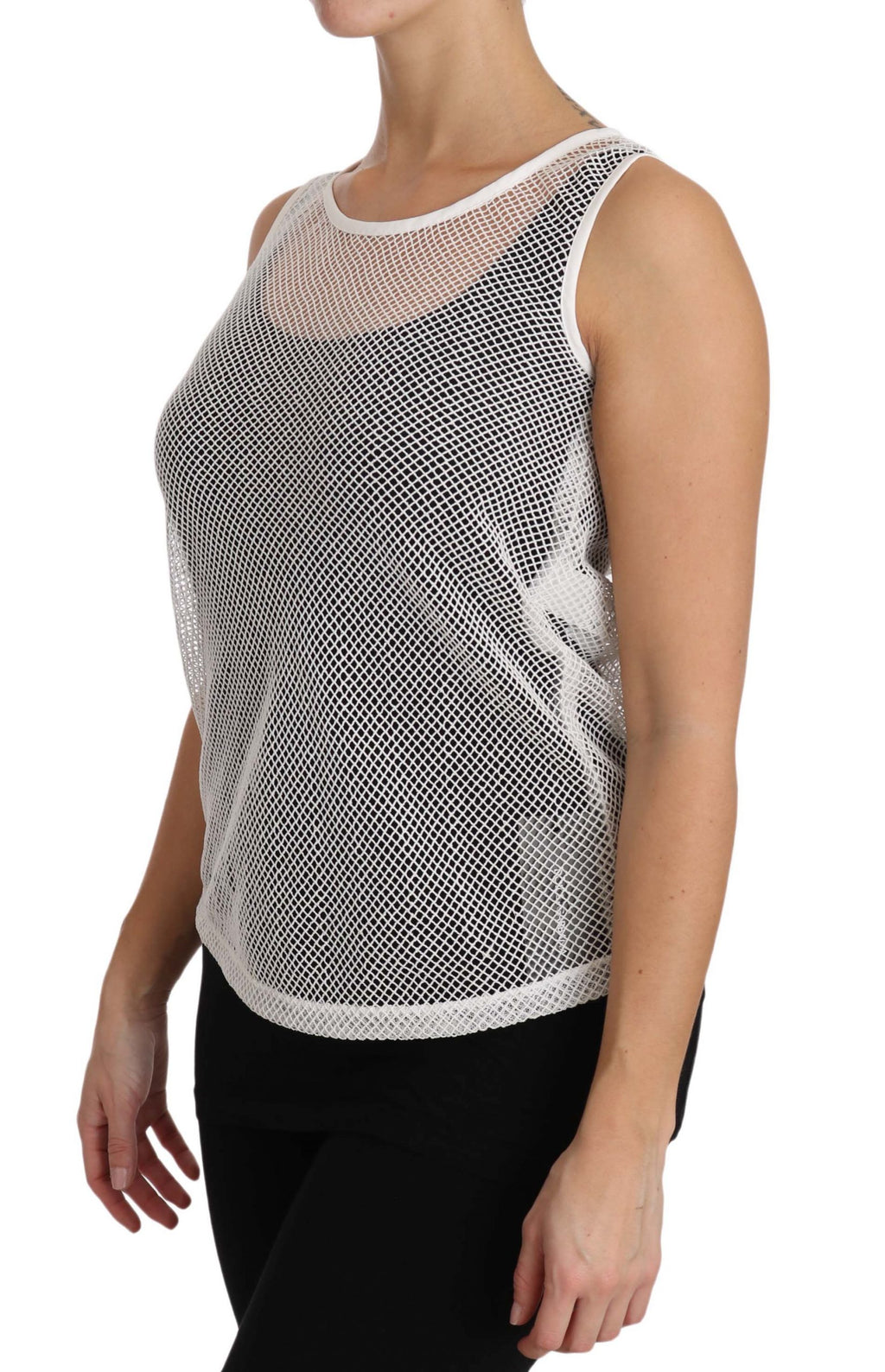 Dolce & Gabbana weißes transparentes ärmelloses Netz-Tanktop