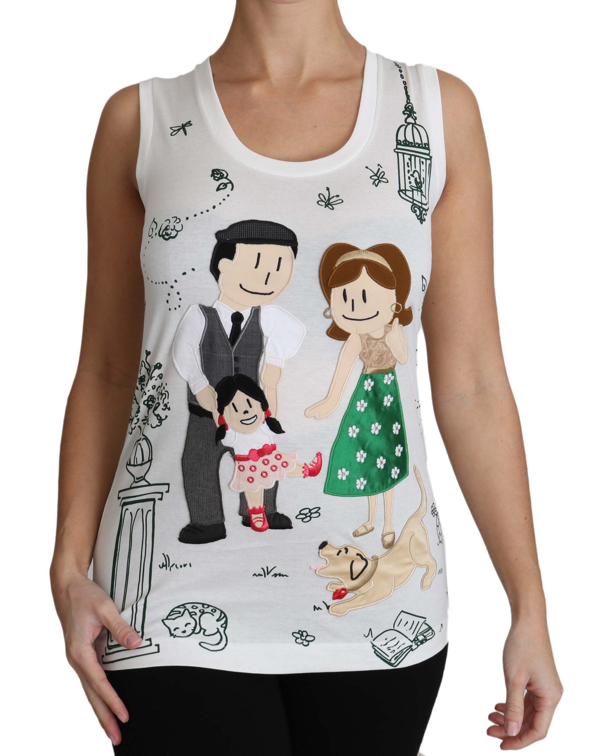 Dolce & Gabbana Weißes Baumwolle #dgfamily Ärmelloses Shirt Tank Top
